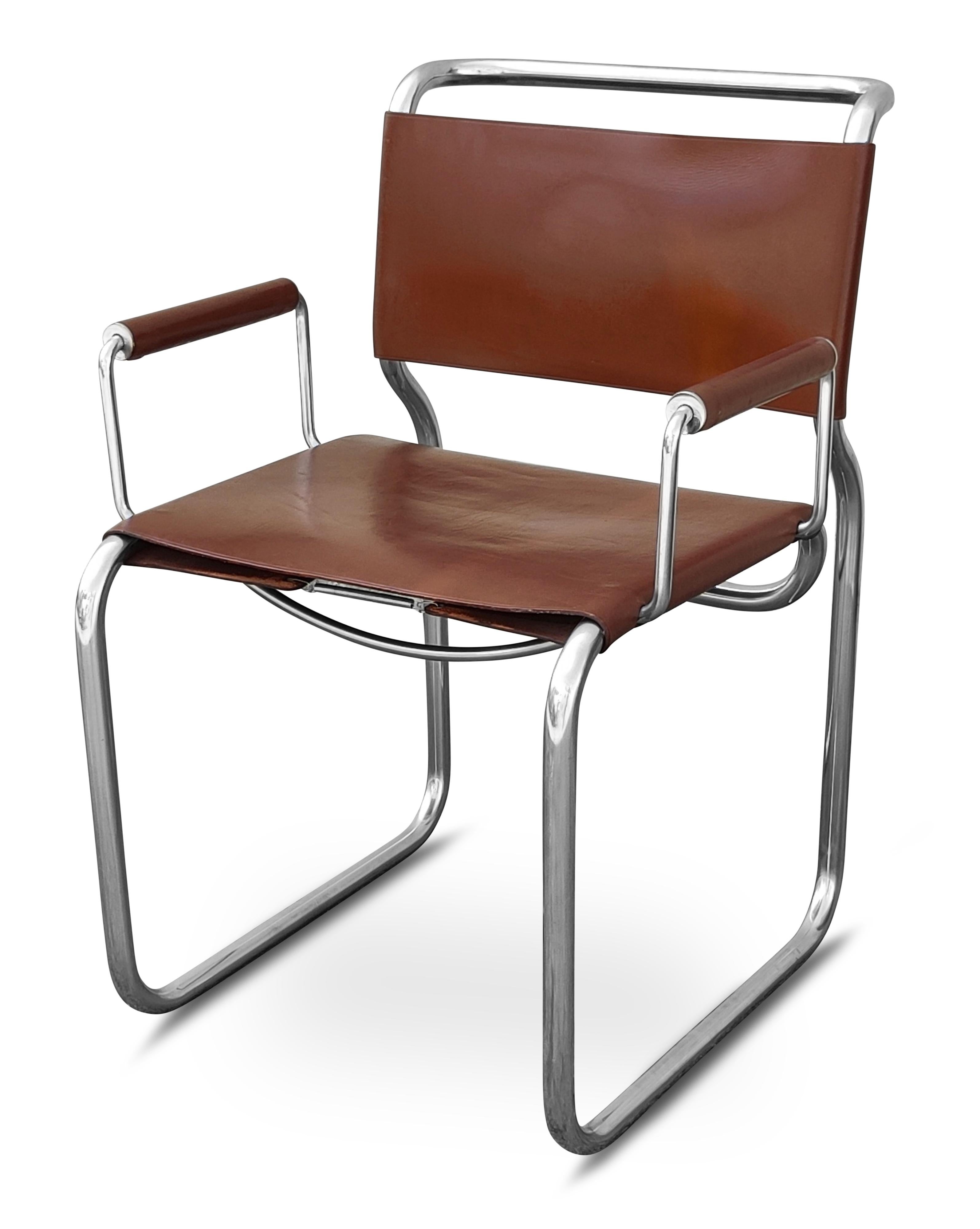 Mid-Century Modern Nicos Zographos ensemble de 4 fauteuils de salle à manger rares en acier inoxydable et cuir en vente
