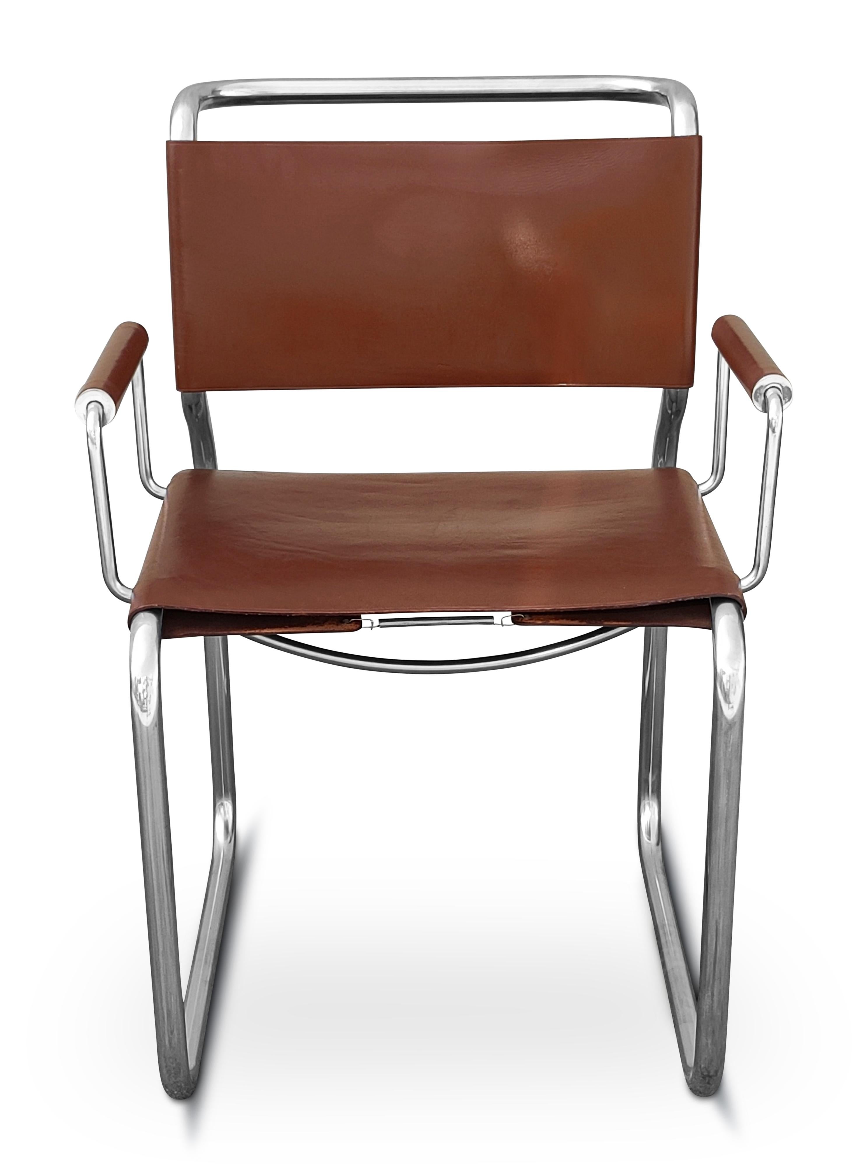 Américain Nicos Zographos ensemble de 4 fauteuils de salle à manger rares en acier inoxydable et cuir en vente