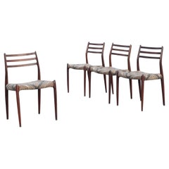 Set of 4 Niels Møller for J. L. Møllers Solid Rosewood Model 78 Dining Chairs