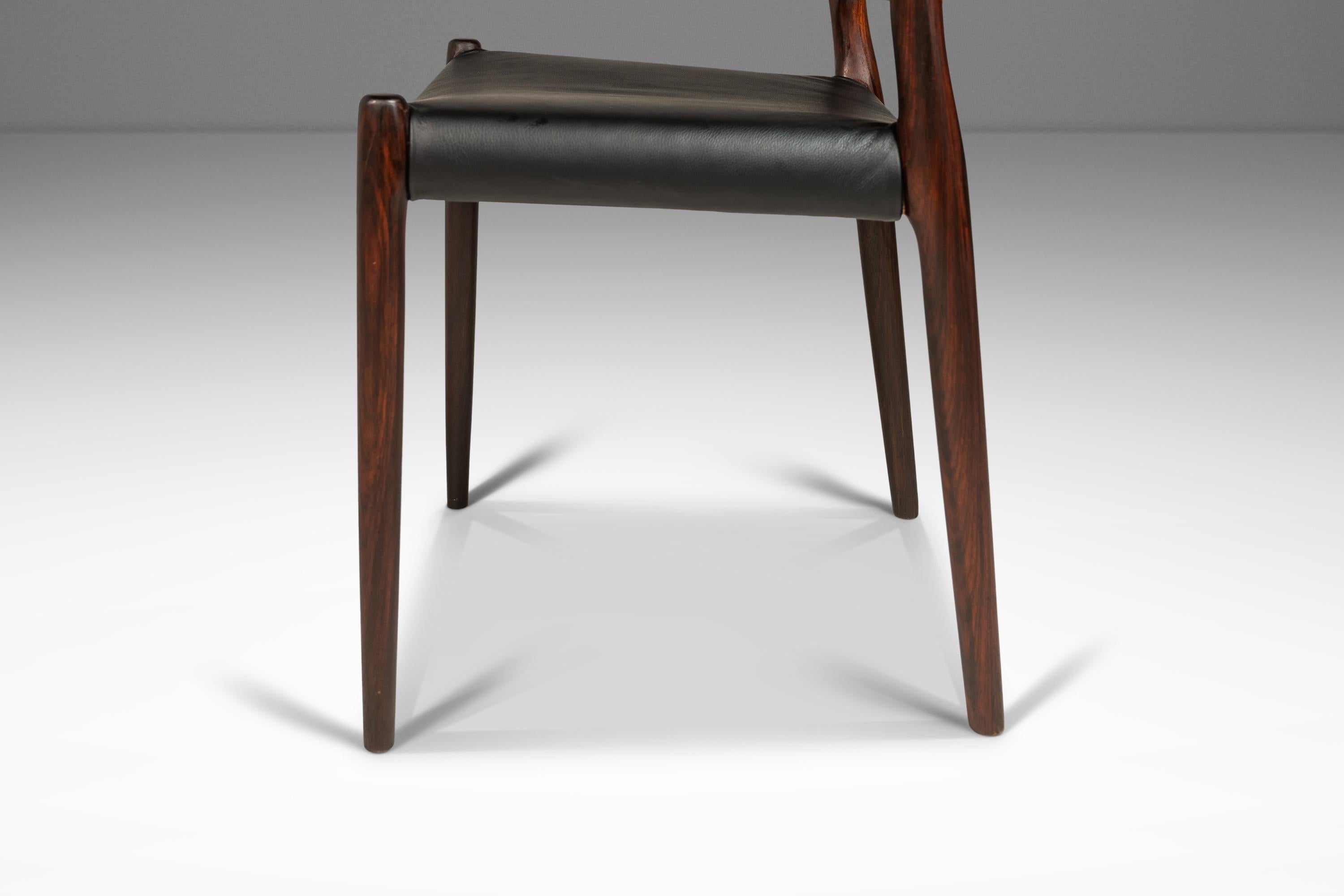 Set of 4 Niels Møller No 82 Side Chairs in Rosewood Leather for Jl Møllers 1960s 6