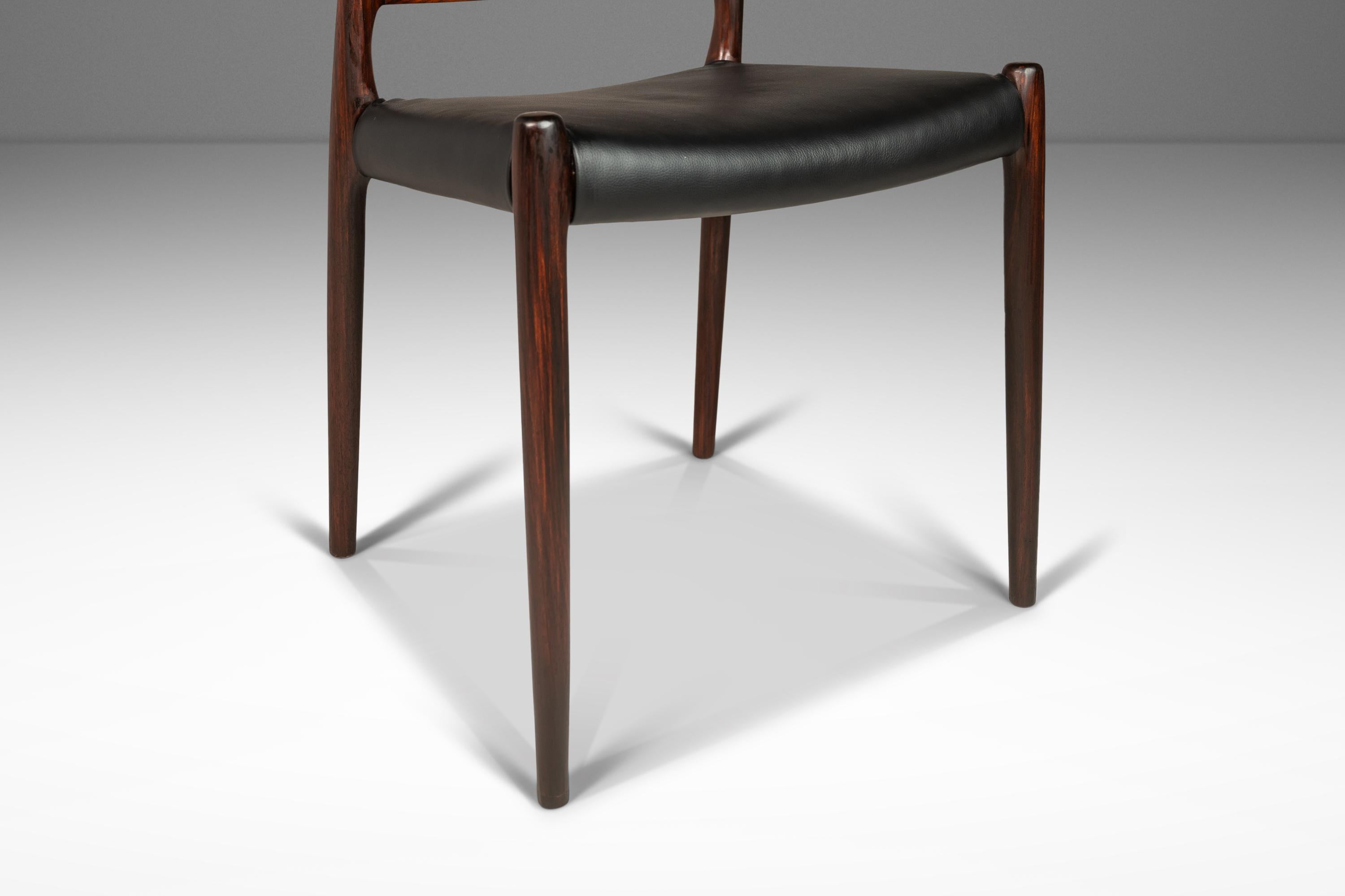 Set of 4 Niels Møller No 82 Side Chairs in Rosewood Leather for Jl Møllers 1960s 1
