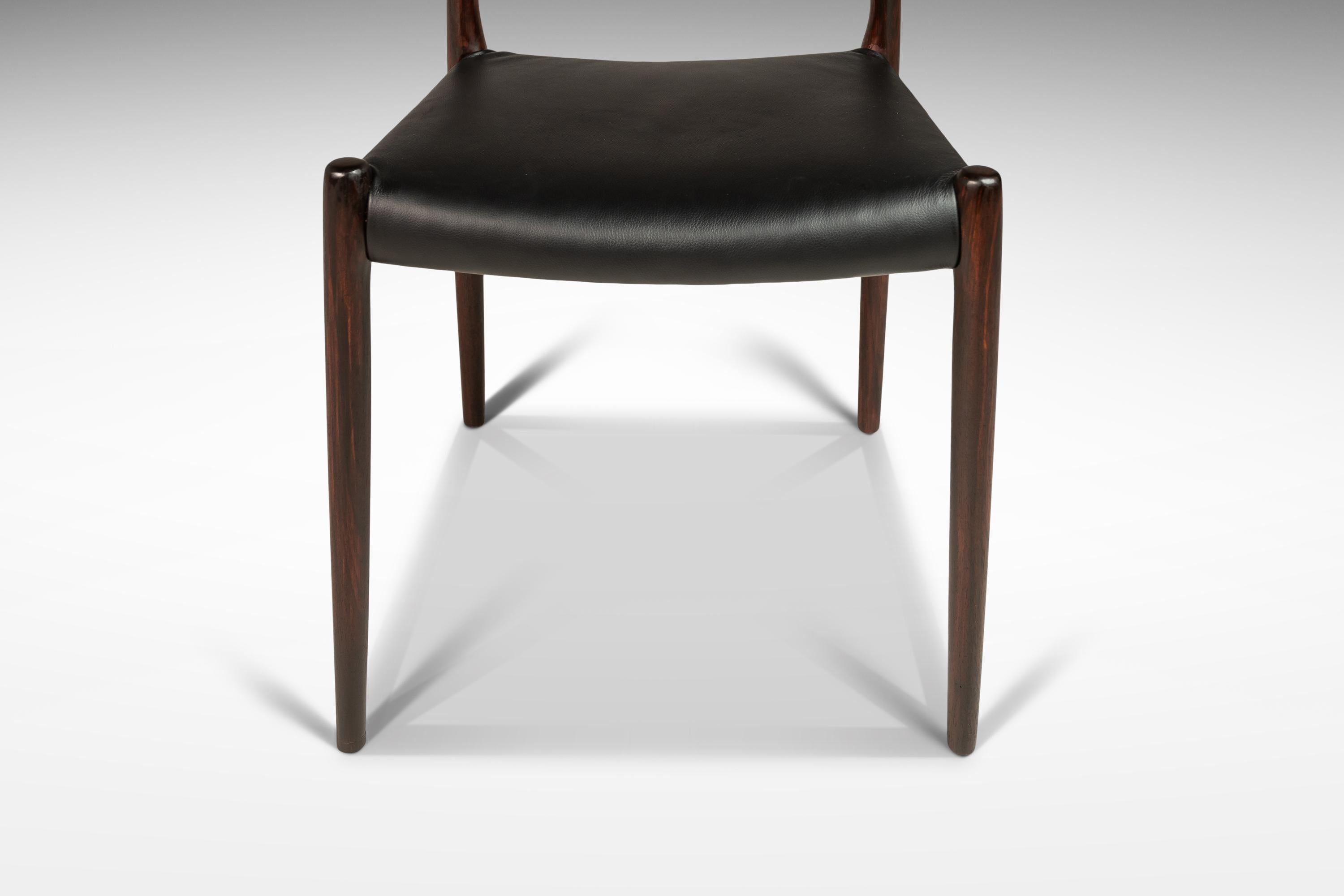 Set of 4 Niels Møller No 82 Side Chairs in Rosewood Leather for Jl Møllers 1960s 3