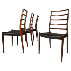 Set of 4 Niels Møller No 82 Side Chairs in Rosewood Leather for Jl Møllers 1960s