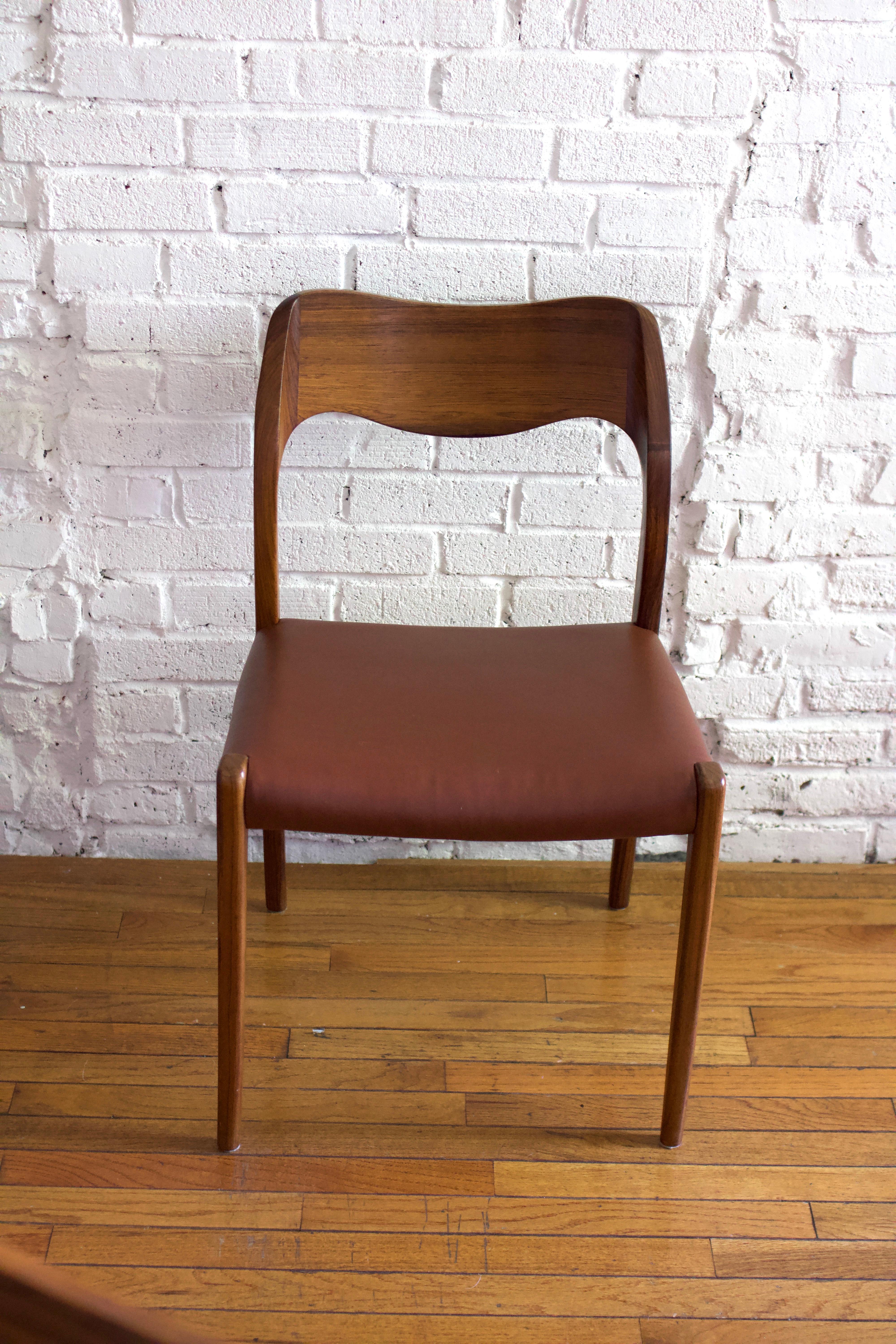 Set of 4 Niels Moller 1960s Model 71 Teak & Leather Dining Chairs 2