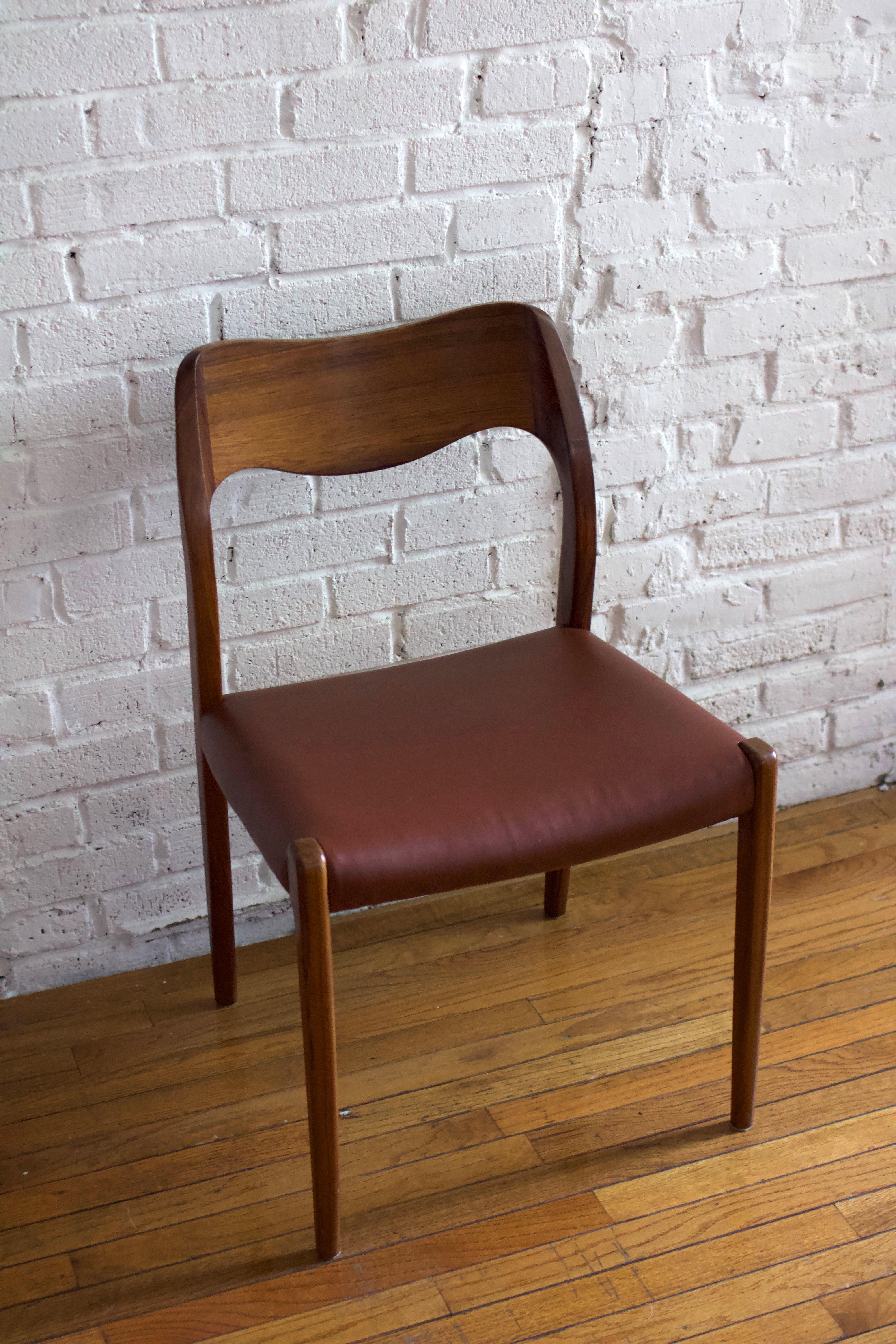 Set of 4 Niels Moller 1960s Model 71 Teak & Leather Dining Chairs 3