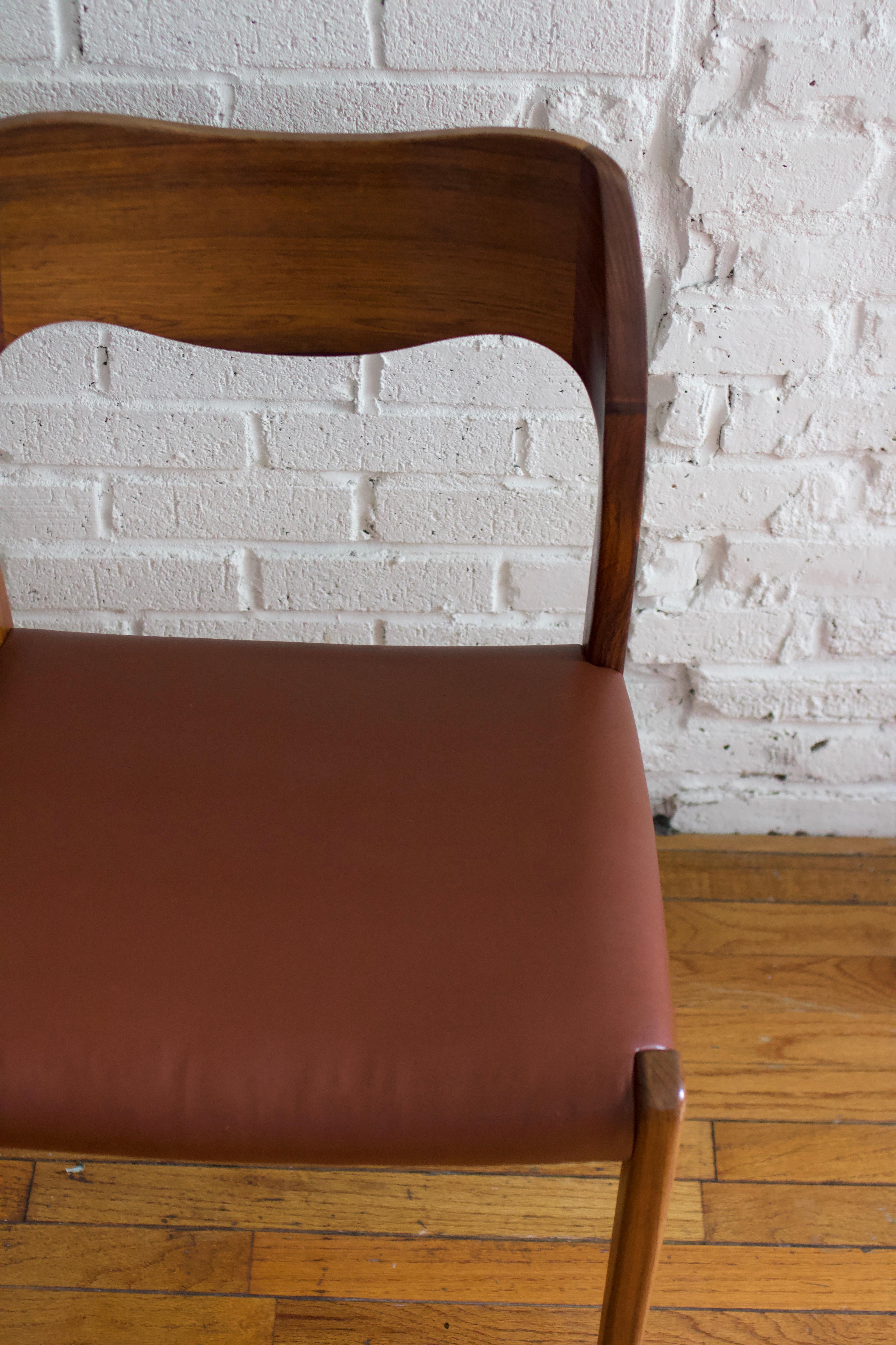 Set of 4 Niels Moller 1960s Model 71 Teak & Leather Dining Chairs 4