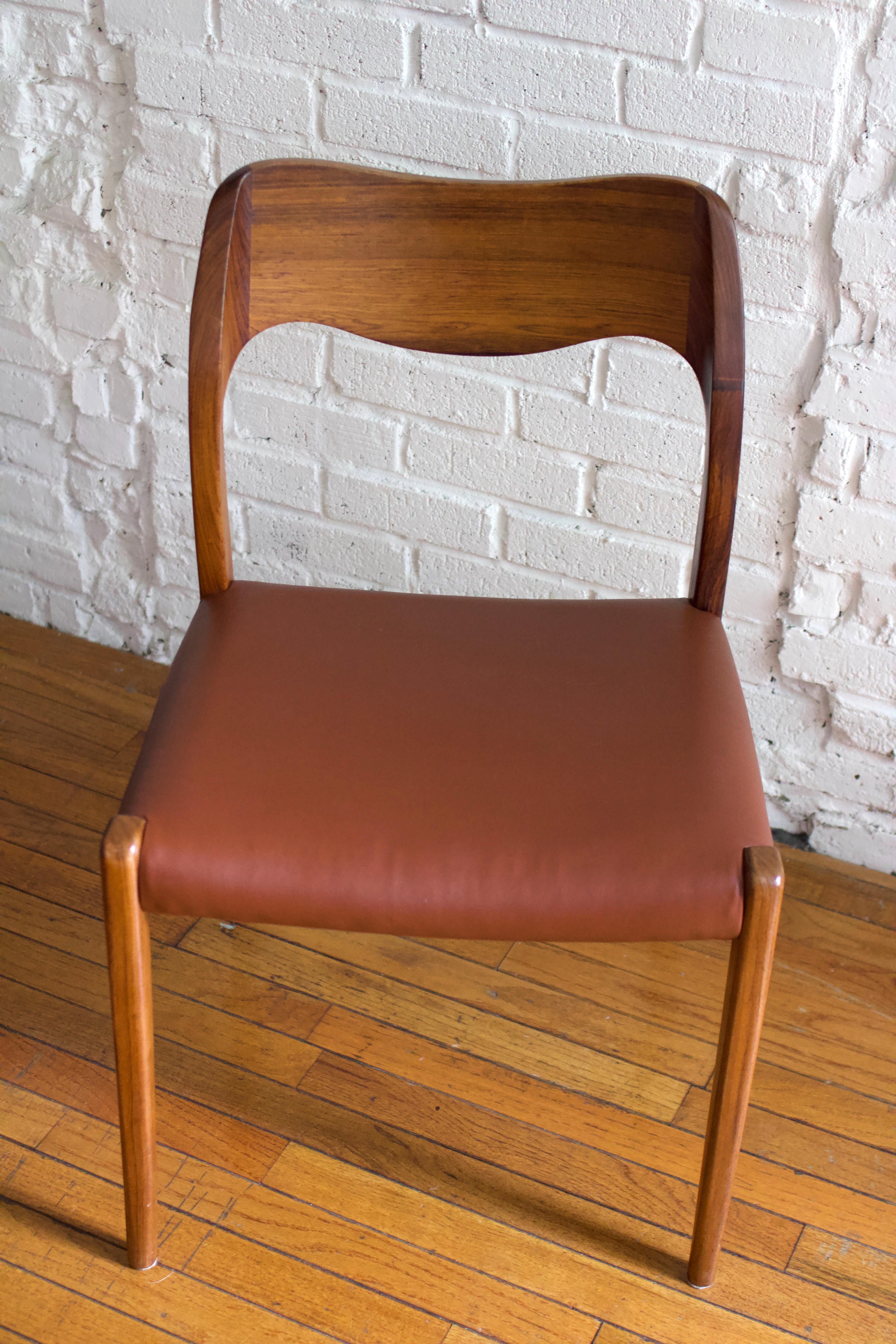 Set of 4 Niels Moller 1960s Model 71 Teak & Leather Dining Chairs 5
