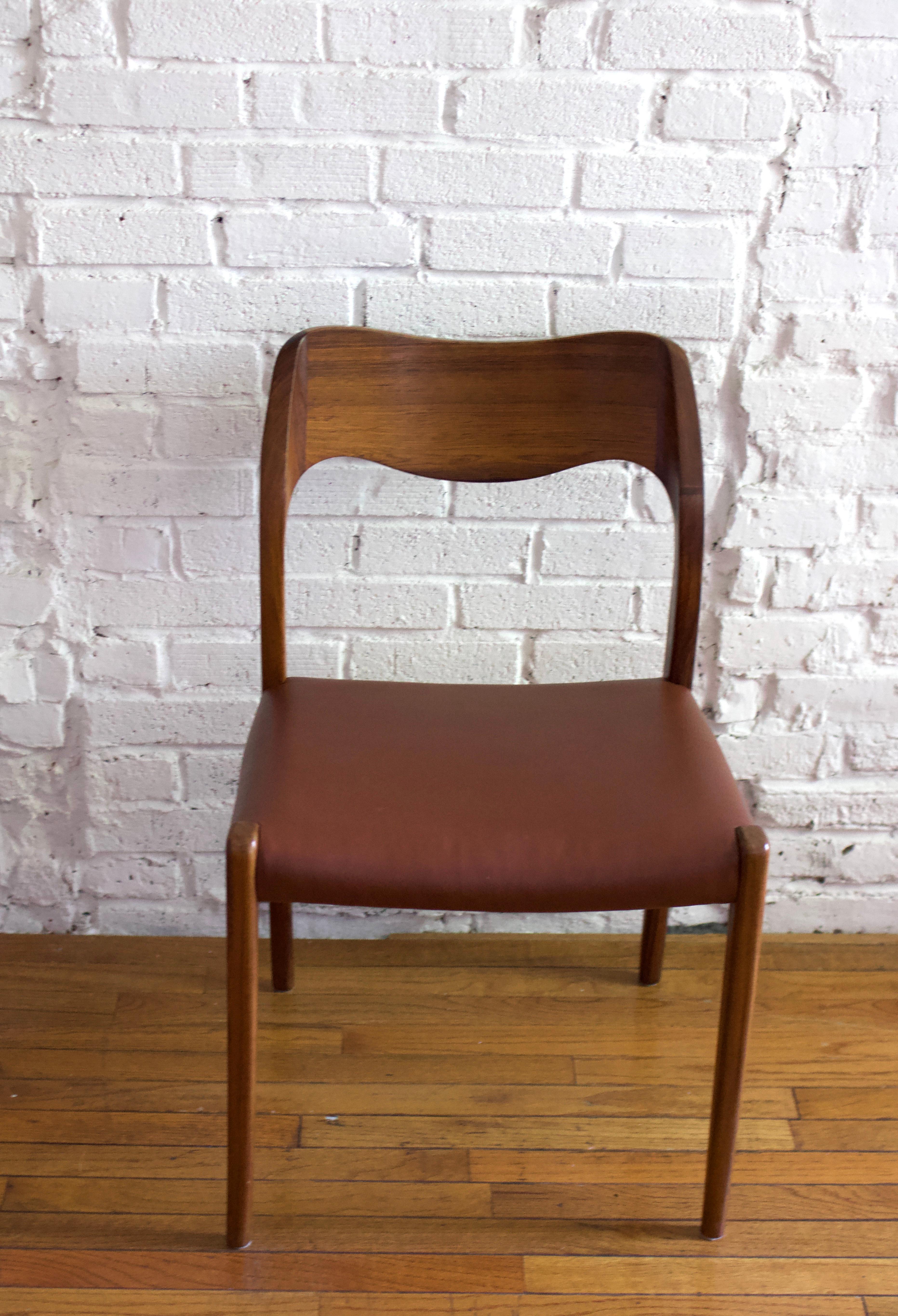 Set of 4 Niels Moller 1960s Model 71 Teak & Leather Dining Chairs 1