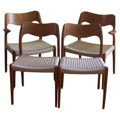 Set of 4 Niels Moller Model 55 and Model 71 Teak & Danish Cord Dining Chairs