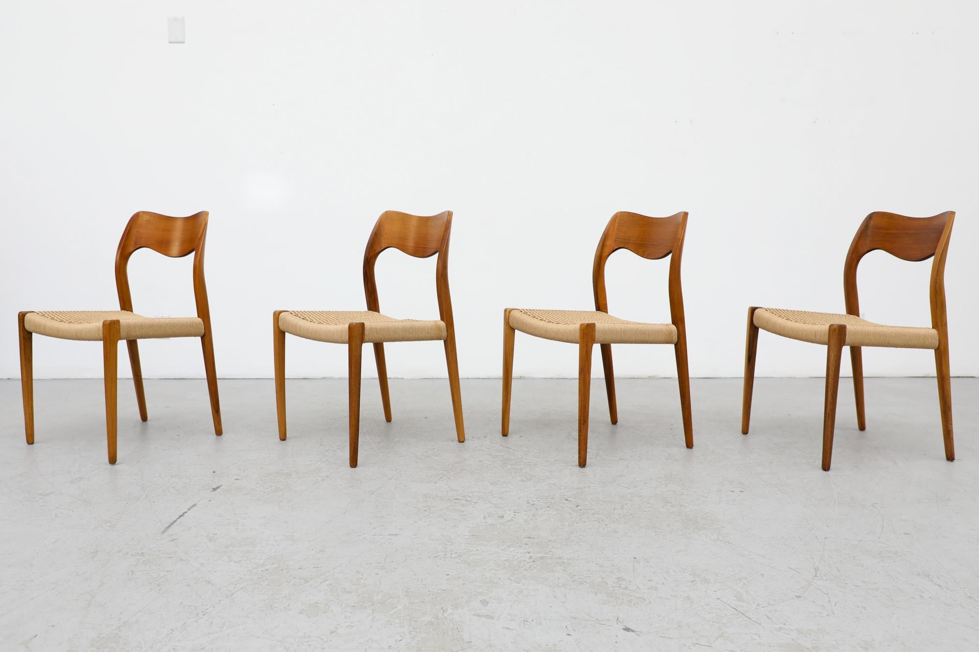 Mid-Century Modern Set of 4 Niels Moller Model 71 Chairs with for J. L. Møllers Møbelfabrik