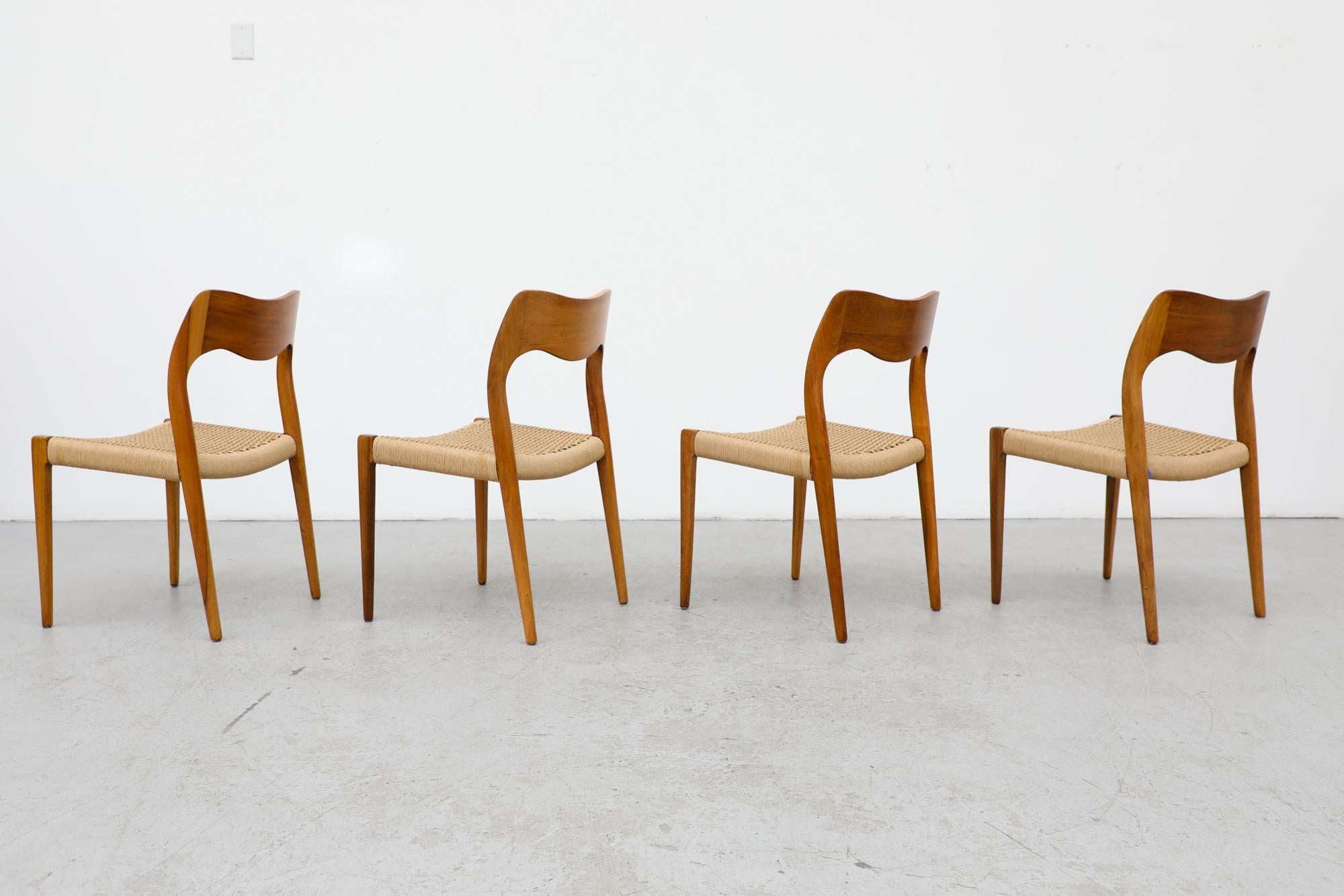 Set of 4 Niels Moller Model 71 Chairs with for J. L. Møllers Møbelfabrik In Good Condition In Los Angeles, CA