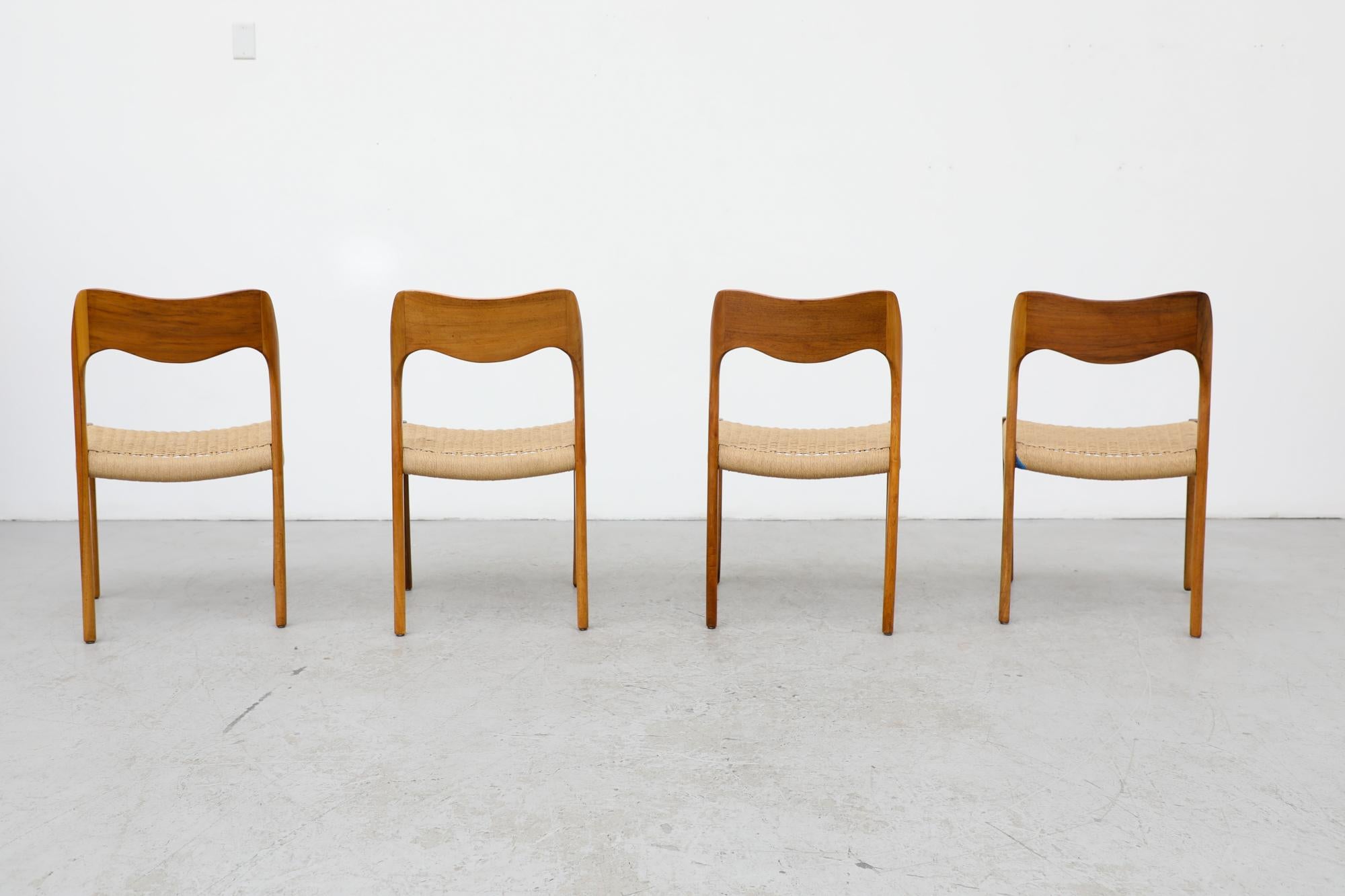 Mid-20th Century Set of 4 Niels Moller Model 71 Chairs with for J. L. Møllers Møbelfabrik