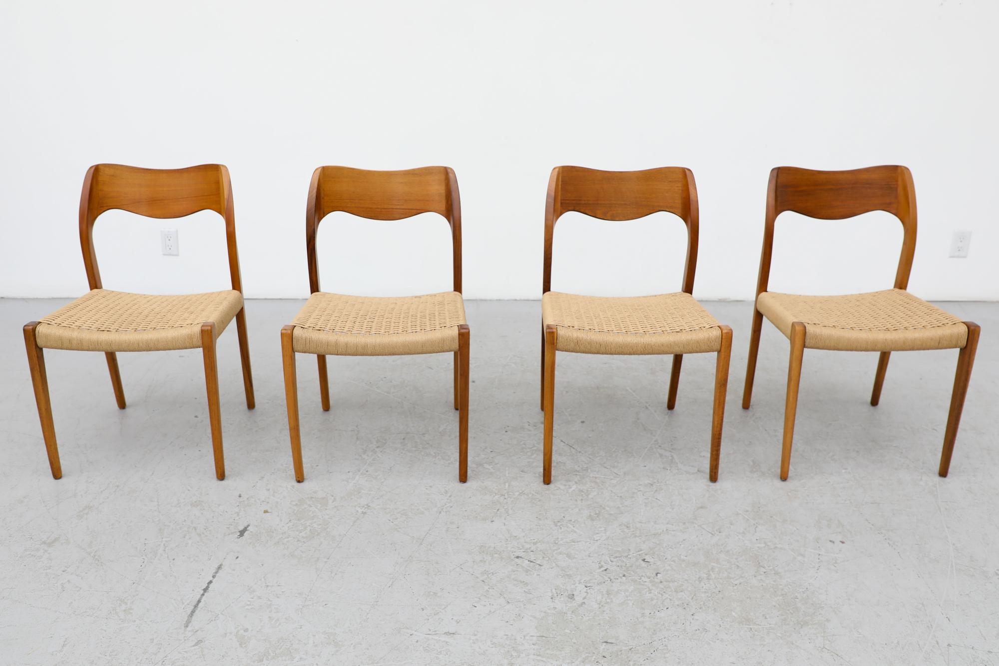Papercord Set of 4 Niels Moller Model 71 Chairs with for J. L. Møllers Møbelfabrik