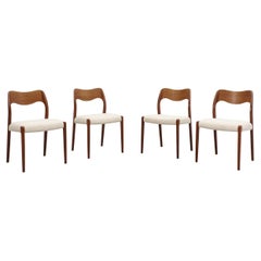 Set of 4 Niels Moller Model 71 with White Upholstered Seats