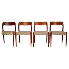 Vintage Set of 4 Niels Moller Model 75 Dining Chairs