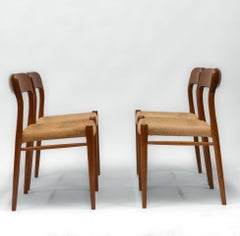 Set Of 4 Niels Moller Teak & Cord Dining Chairs Model 75