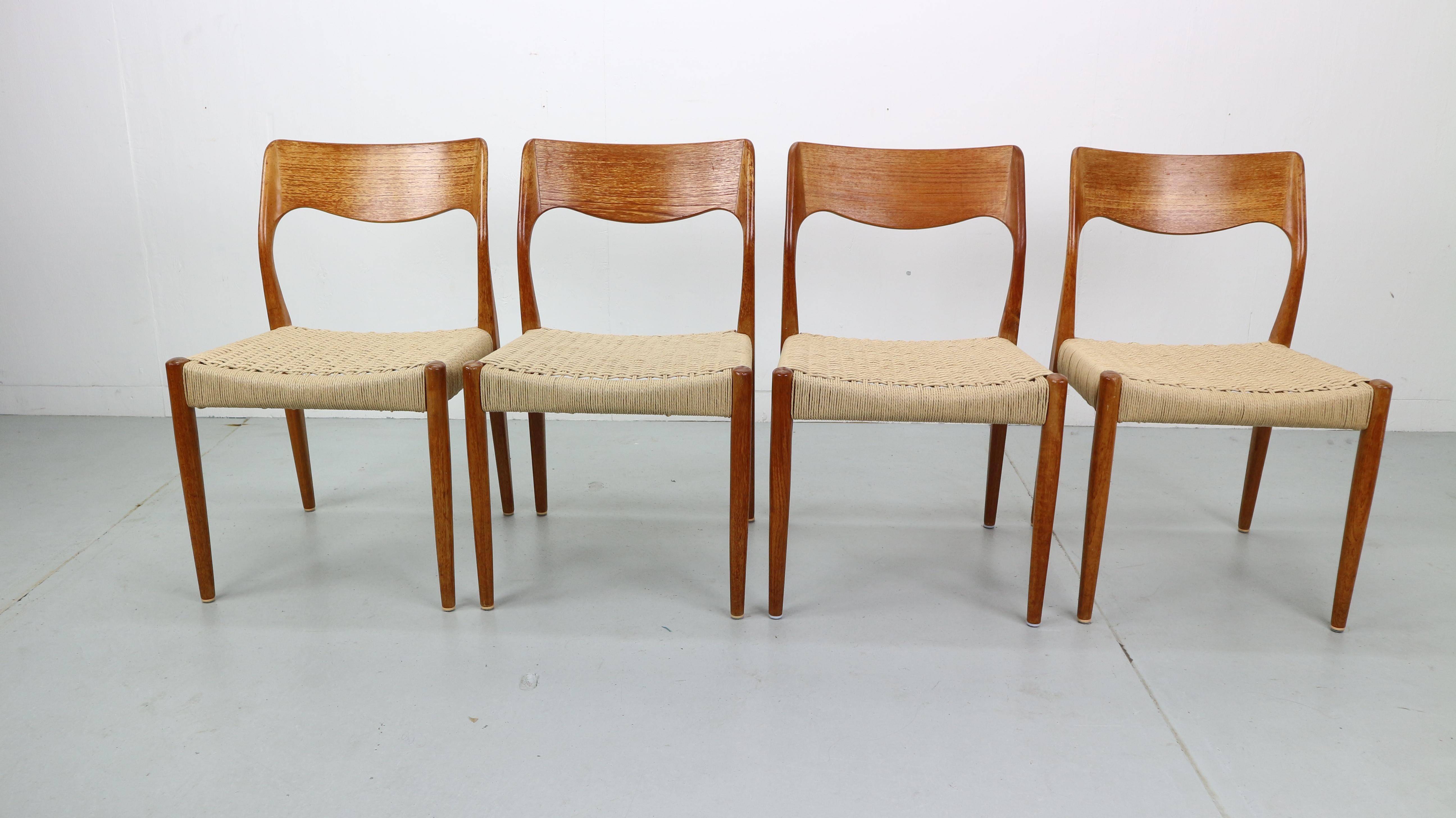 Set of 4 Niels O. Møller Dining Chairs- Model 71, Denmark 1