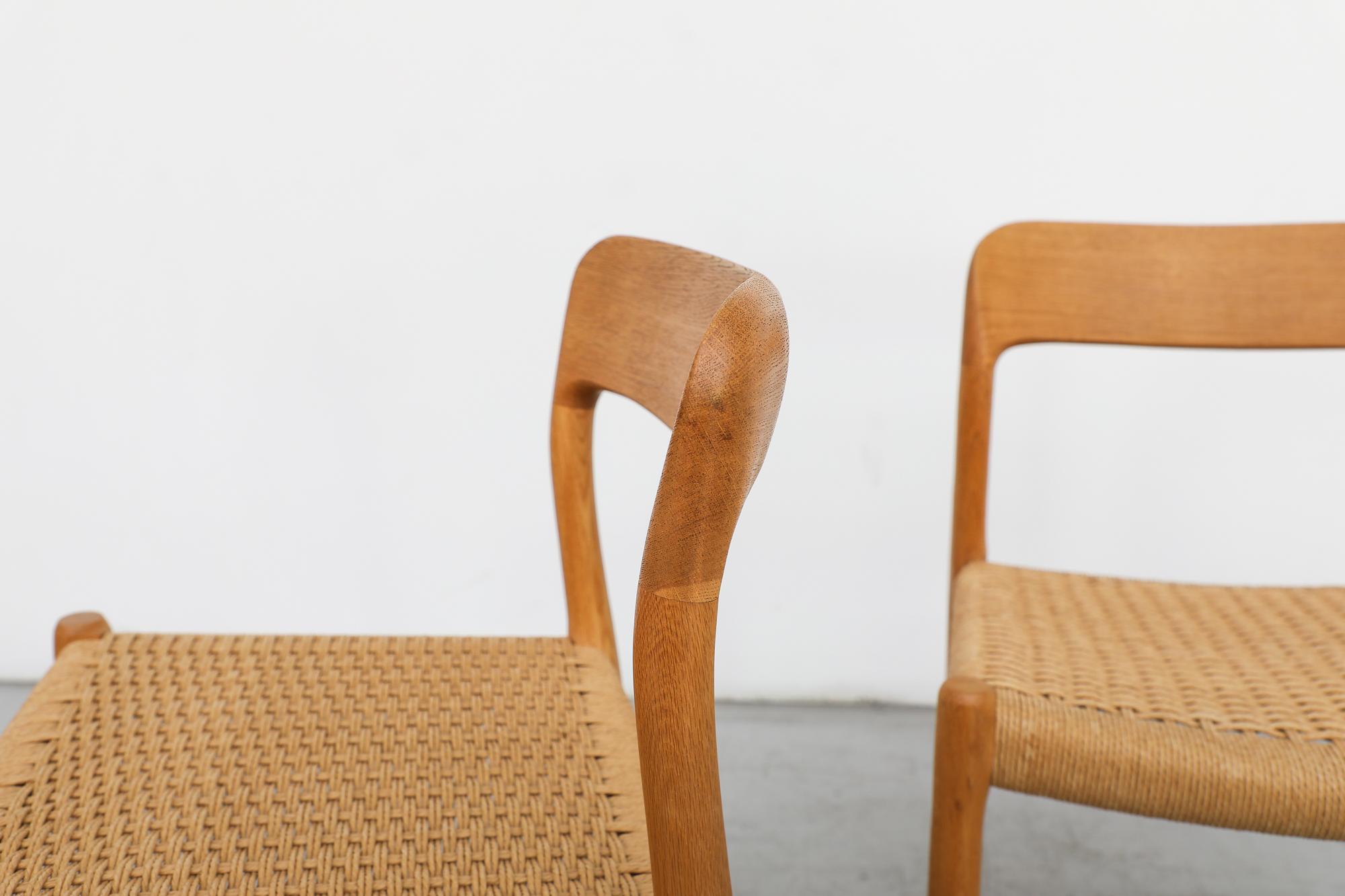 Set of 4 Niels O. Møller Model 75 Oak Dining Chairs For Sale 3