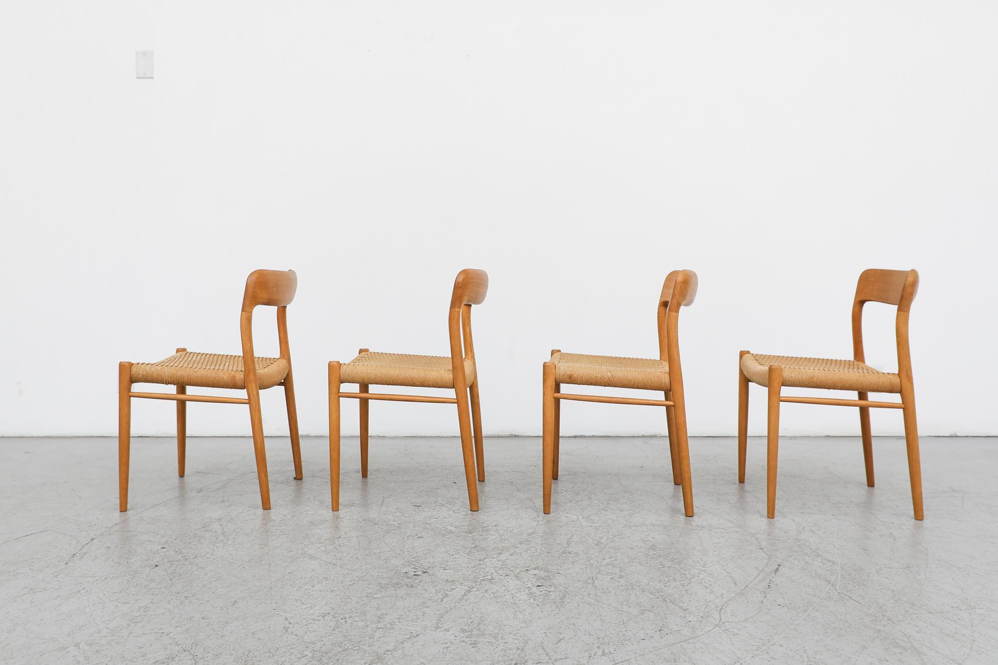 Danish Set of 4 Niels O. Møller Model 75 Oak Dining Chairs For Sale