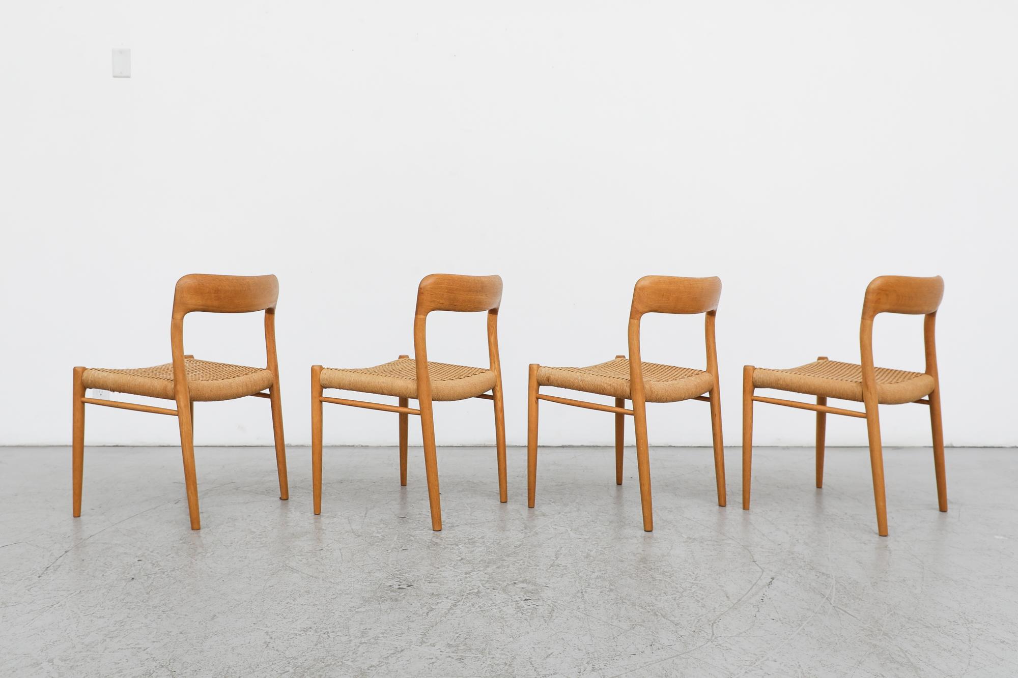 Set of 4 Niels O. Møller Model 75 Oak Dining Chairs In Good Condition For Sale In Los Angeles, CA