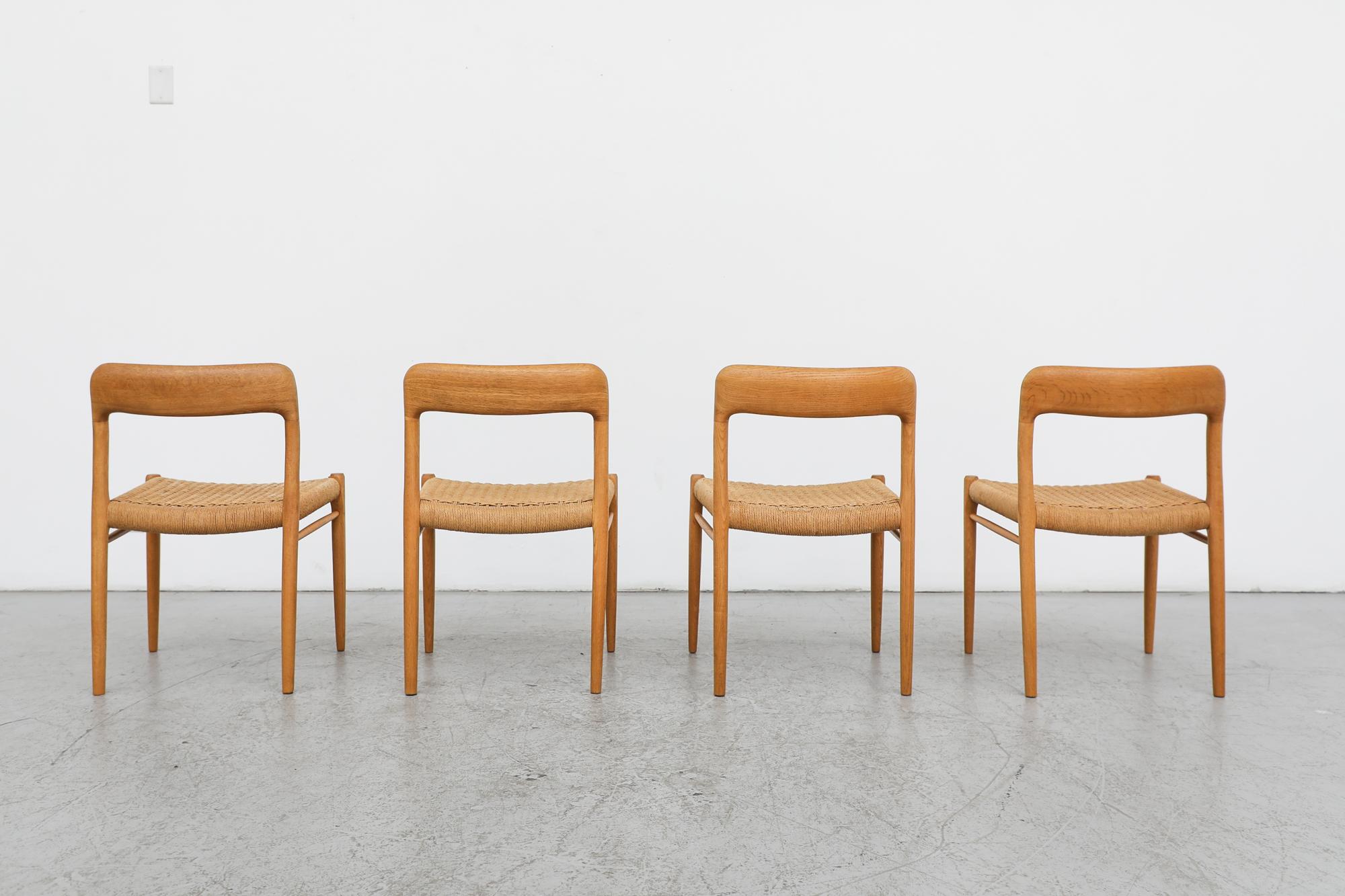 Mid-20th Century Set of 4 Niels O. Møller Model 75 Oak Dining Chairs For Sale