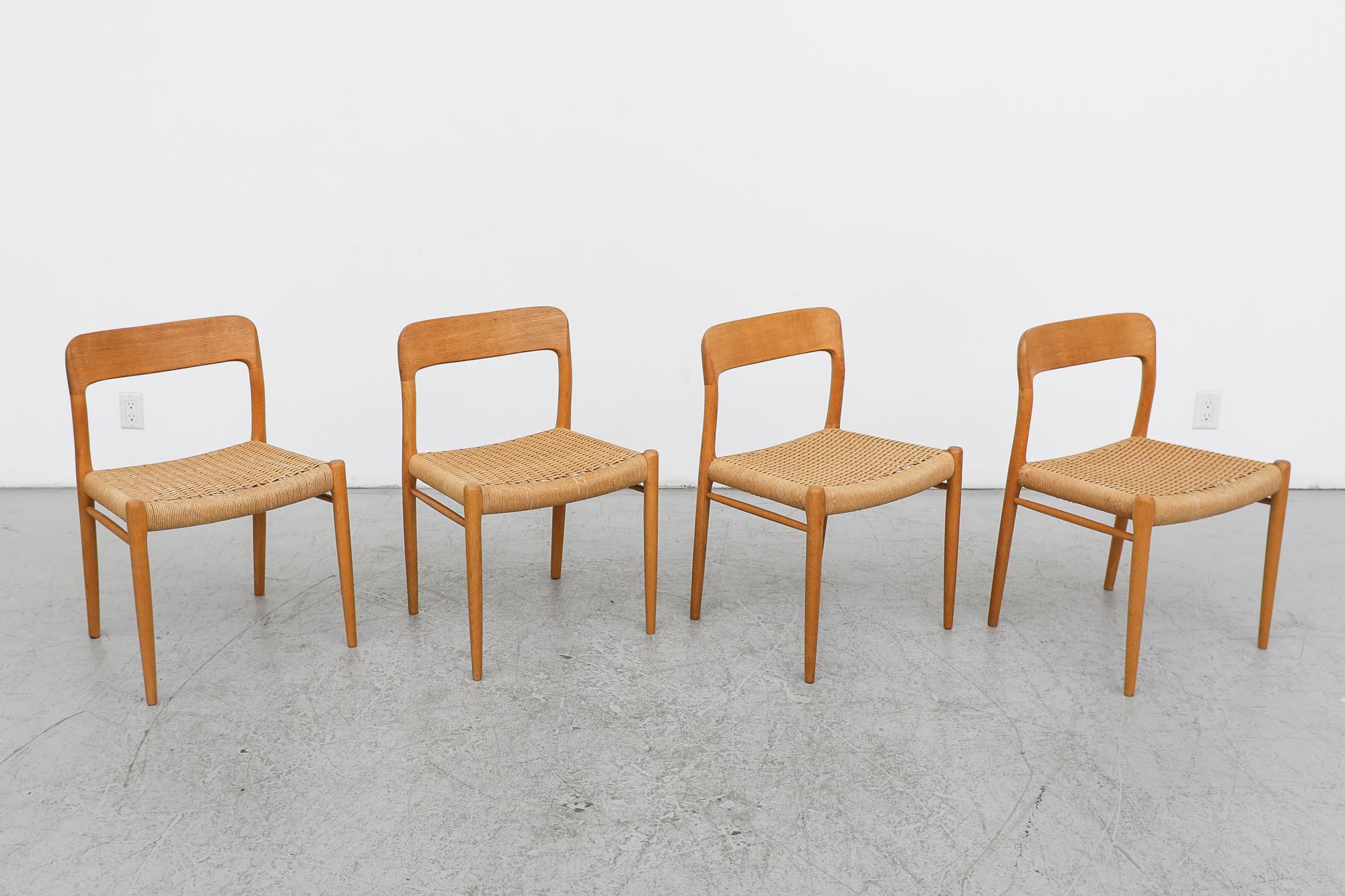 Papercord Set of 4 Niels O. Møller Model 75 Oak Dining Chairs