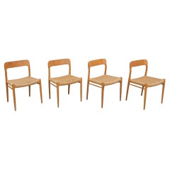 Vintage Set of 4 Niels O. Møller Model 75 Oak Dining Chairs