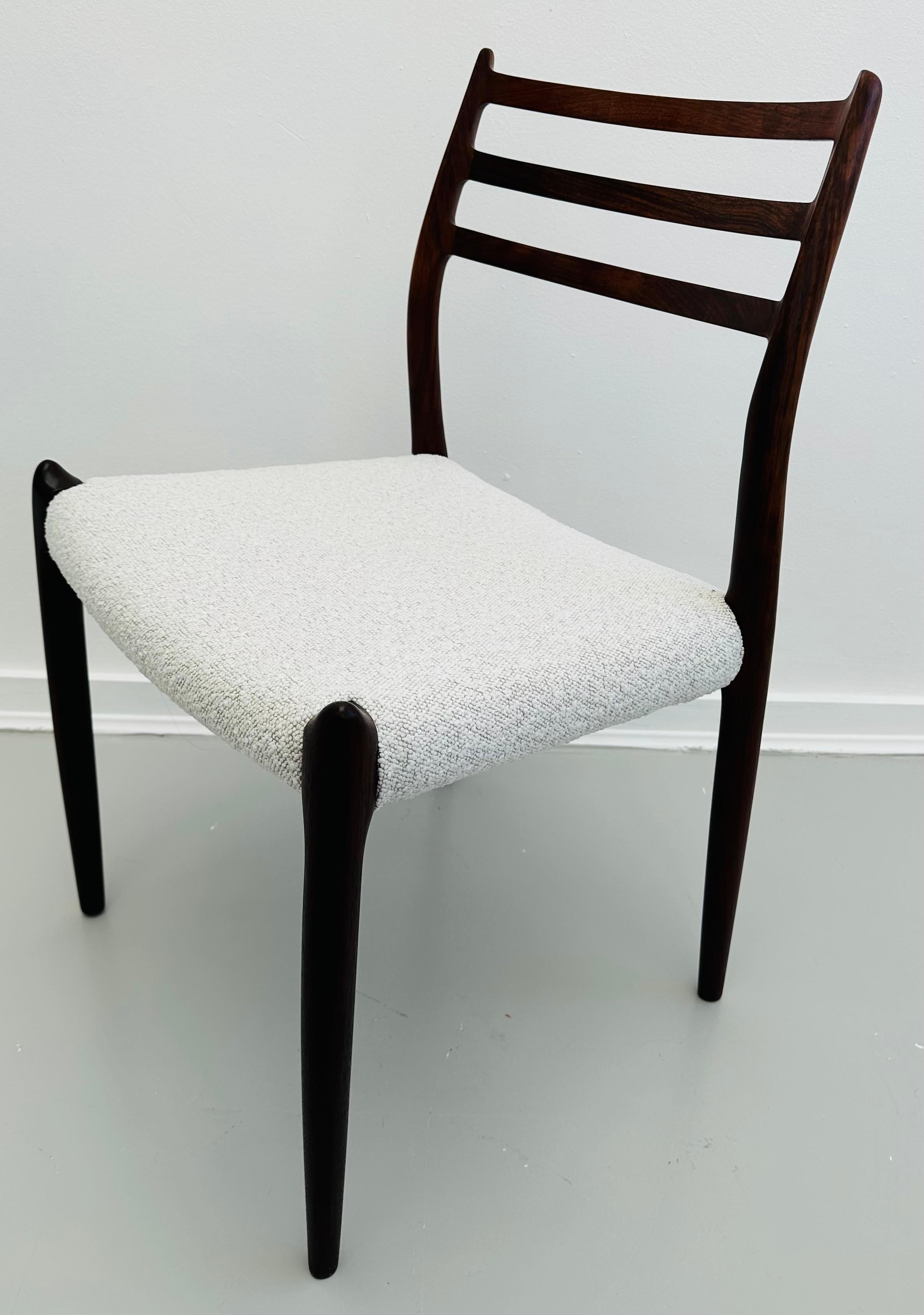 Fabric Set of 4 Niels O. Møller Model 78 Rosewood Dining Chairs for J. L. Møllers  For Sale