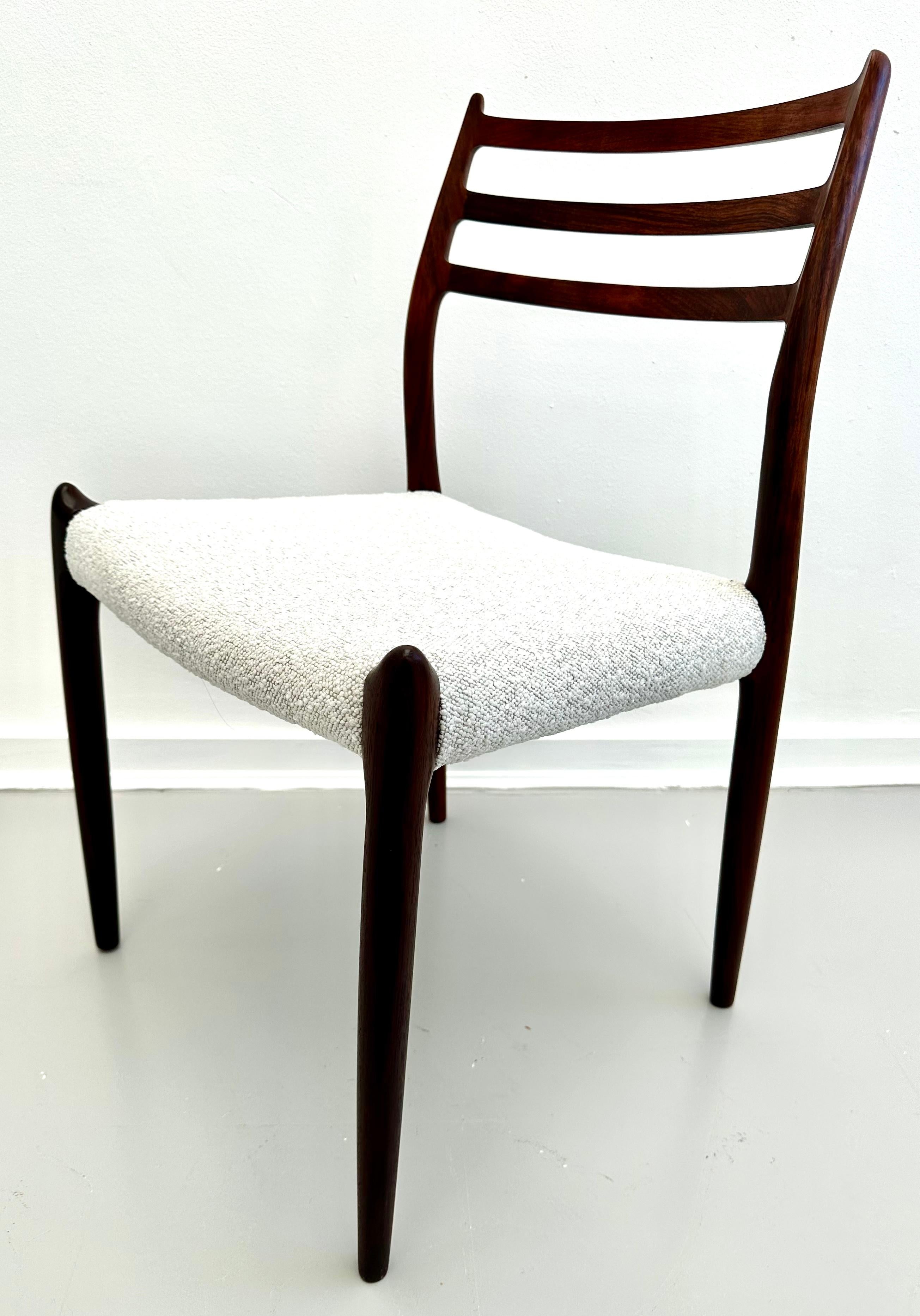 Set of 4 Niels O. Møller Model 78 Rosewood Dining Chairs for J. L. Møllers  For Sale 1
