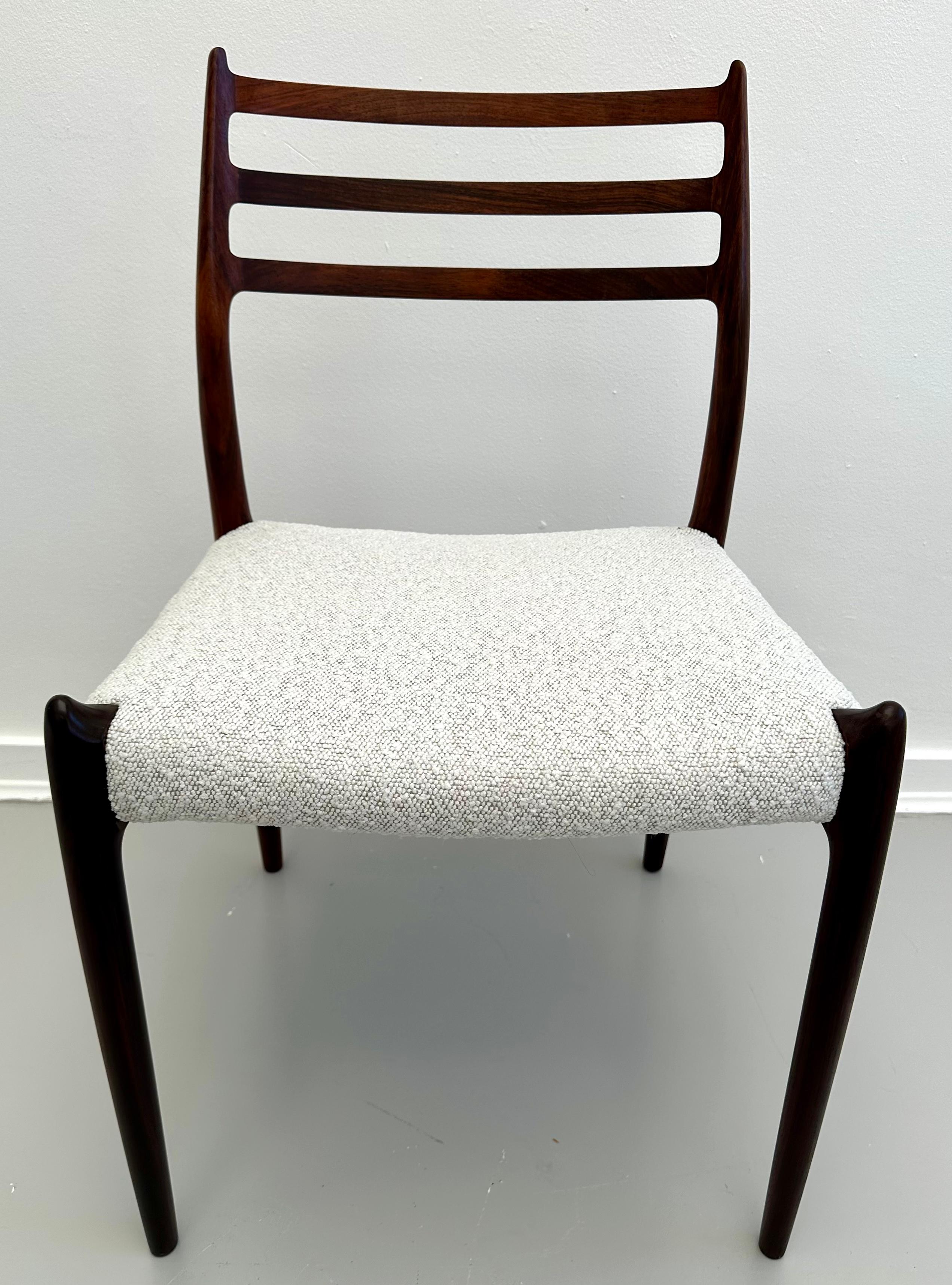 20th Century Set of 4 Niels O. Møller Model 78 Rosewood Dining Chairs for J. L. Møllers