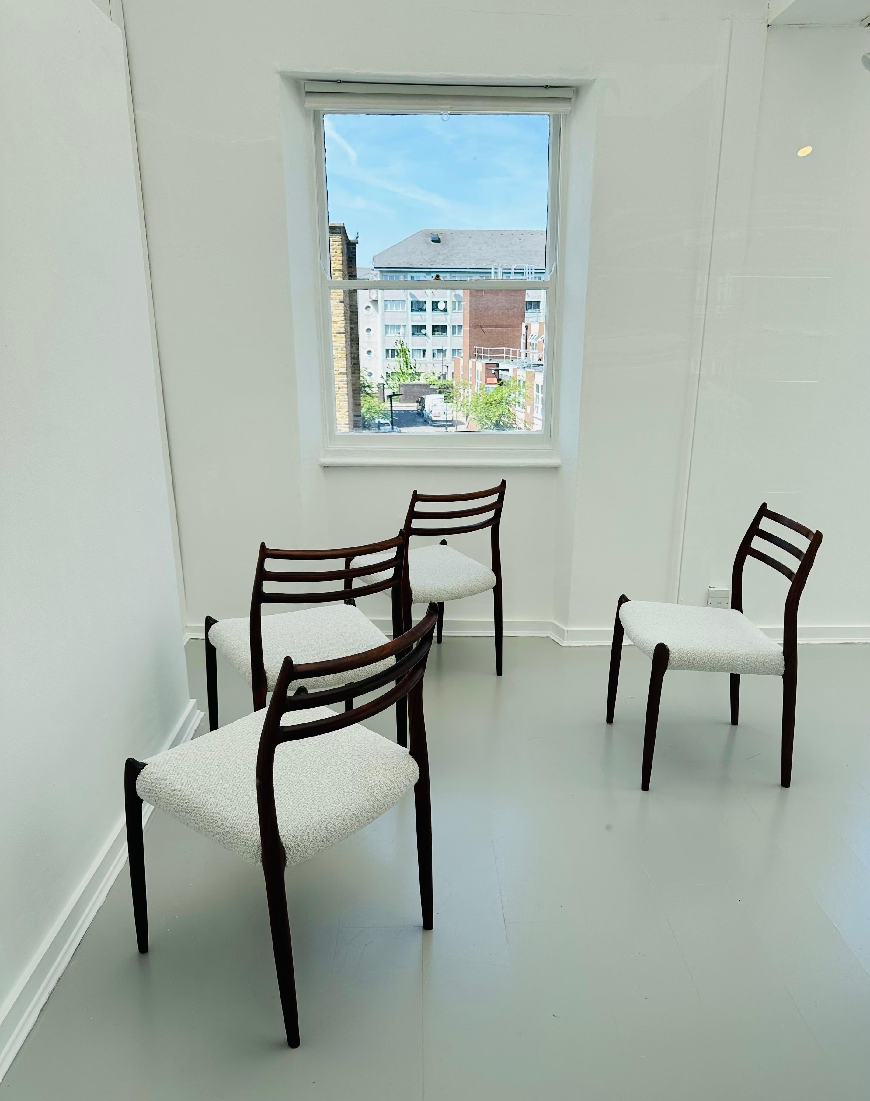 Set of 4 Niels O. Møller Model 78 Rosewood Dining Chairs for J. L. Møllers In Good Condition In London, England