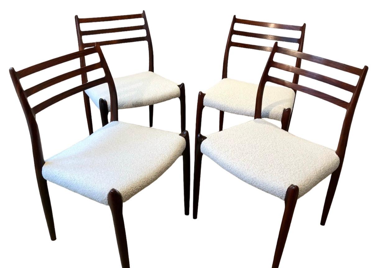 Set of 4 Niels O. Møller Model 78 Rosewood Dining Chairs for J. L. Møllers  For Sale 4
