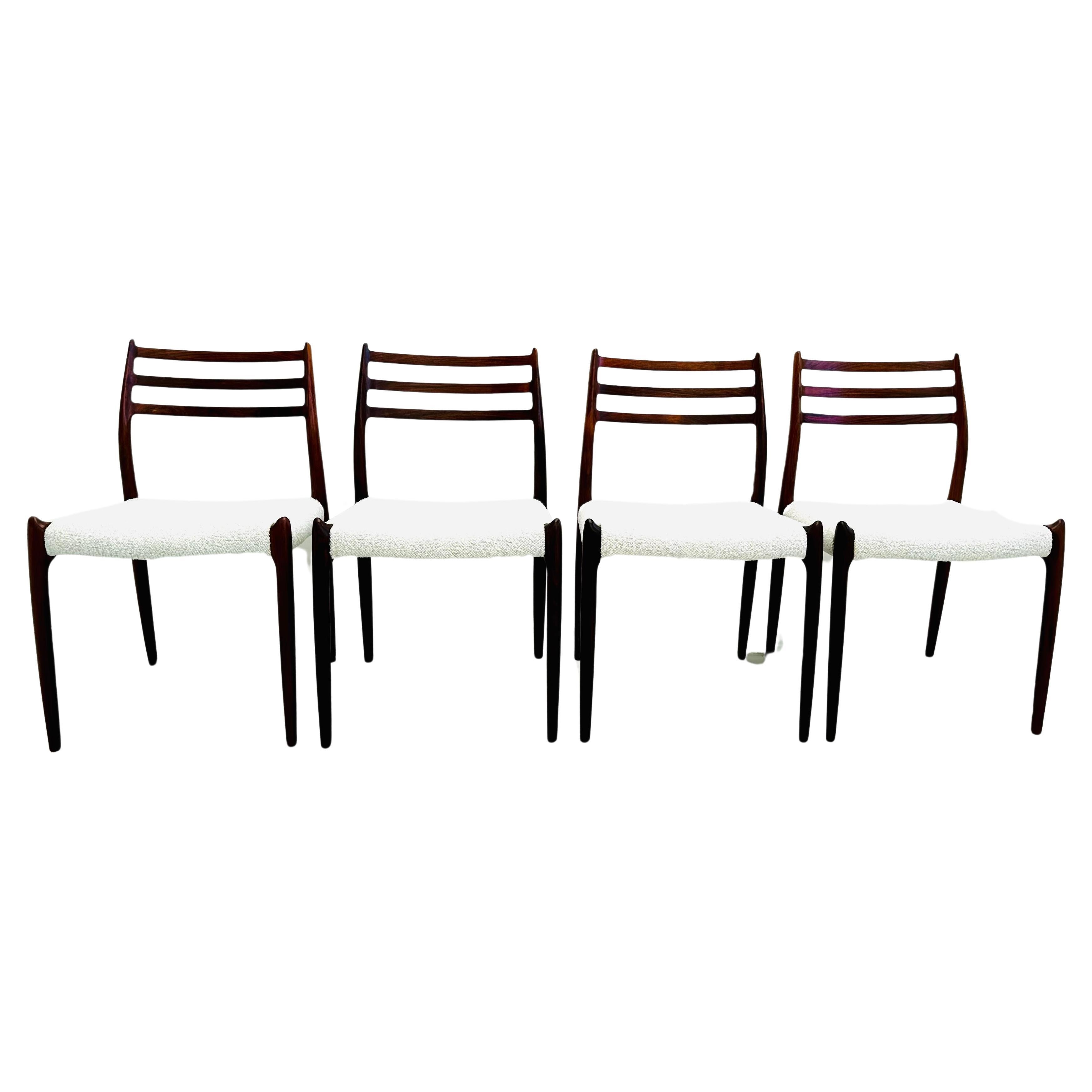 Set of 4 Niels O. Møller Model 78 Rosewood Dining Chairs for J. L. Møllers  For Sale