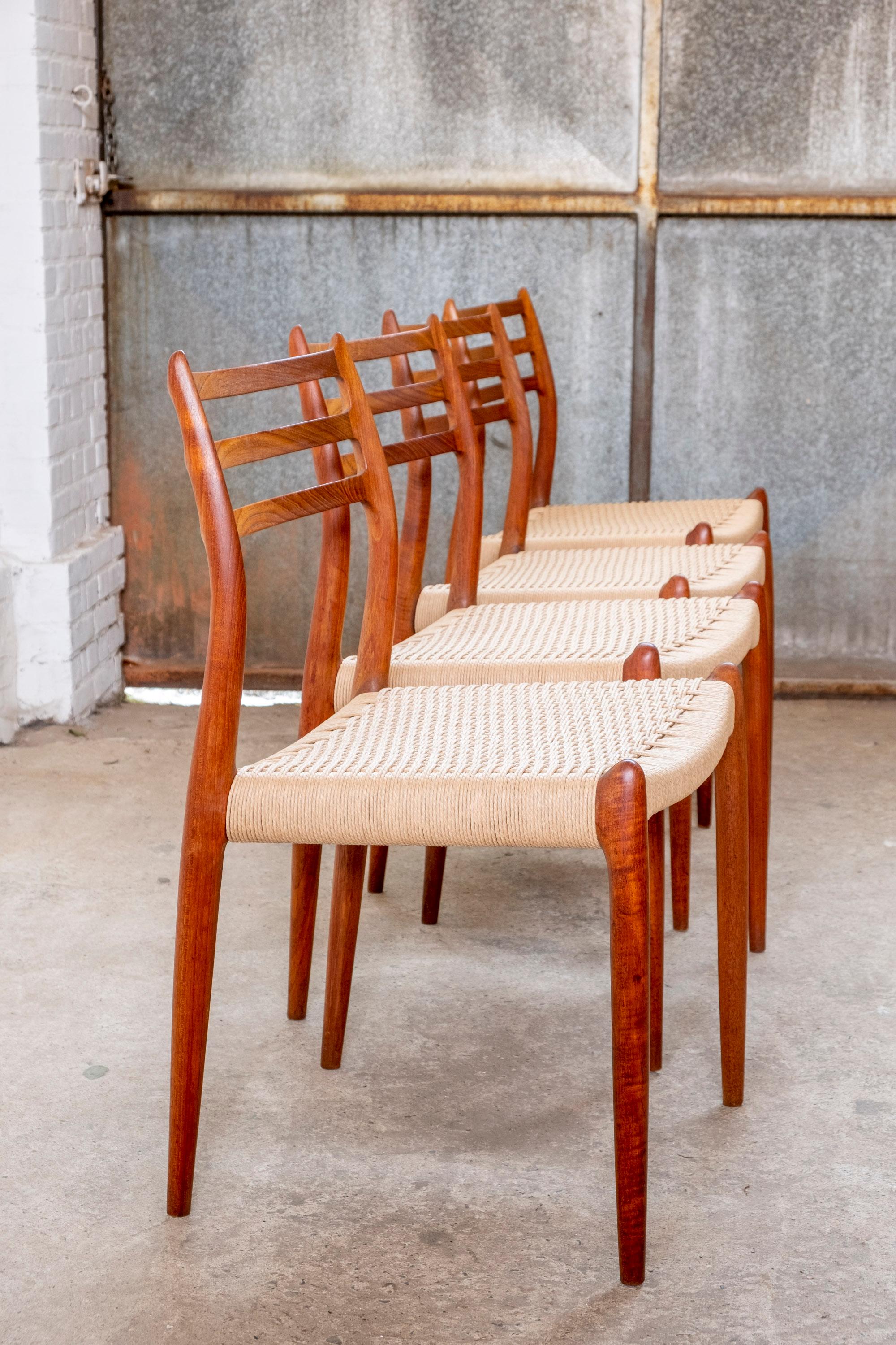 Danish Set of 4 Niels Otto Møller Dining Chairs Model 78 in Teak, 1960s Denmark
