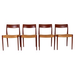 Set of 4 Niels Otto Møller Model 77 Teak Dining Chairs, Denmark, 1960s