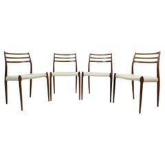 Set of 4 Niels Otto Møller Model 78 Rosewood Dining Chairs, Denmark. 1960's