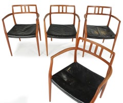 Set of 4 Niels Otto Moller 1964 Dining Chairs with Arms of Teak