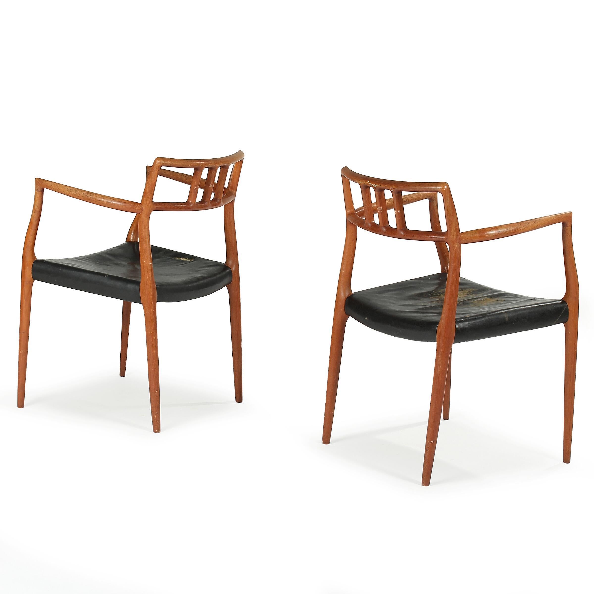 Scandinavian Modern Set of 4 Niels Otto Moller 1964 Dining Chairs with Arms of Teak For Sale