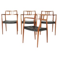 Vintage Set of 4 Niels Otto Moller 1964 Dining Chairs with Arms of Teak