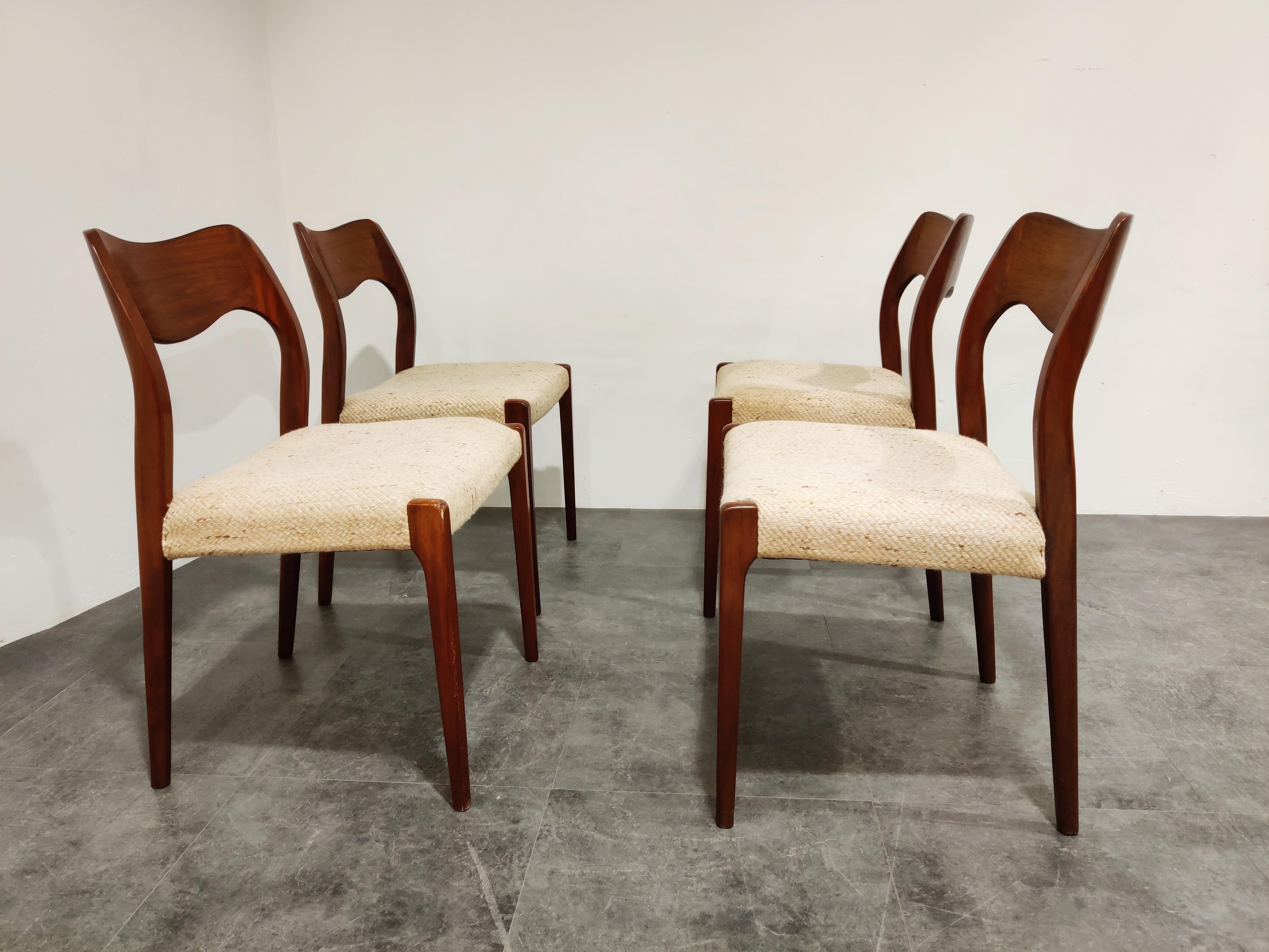 Mid-20th Century Set of 4 Niels Otto Møller Model 71 Dining Chairs, 1960s