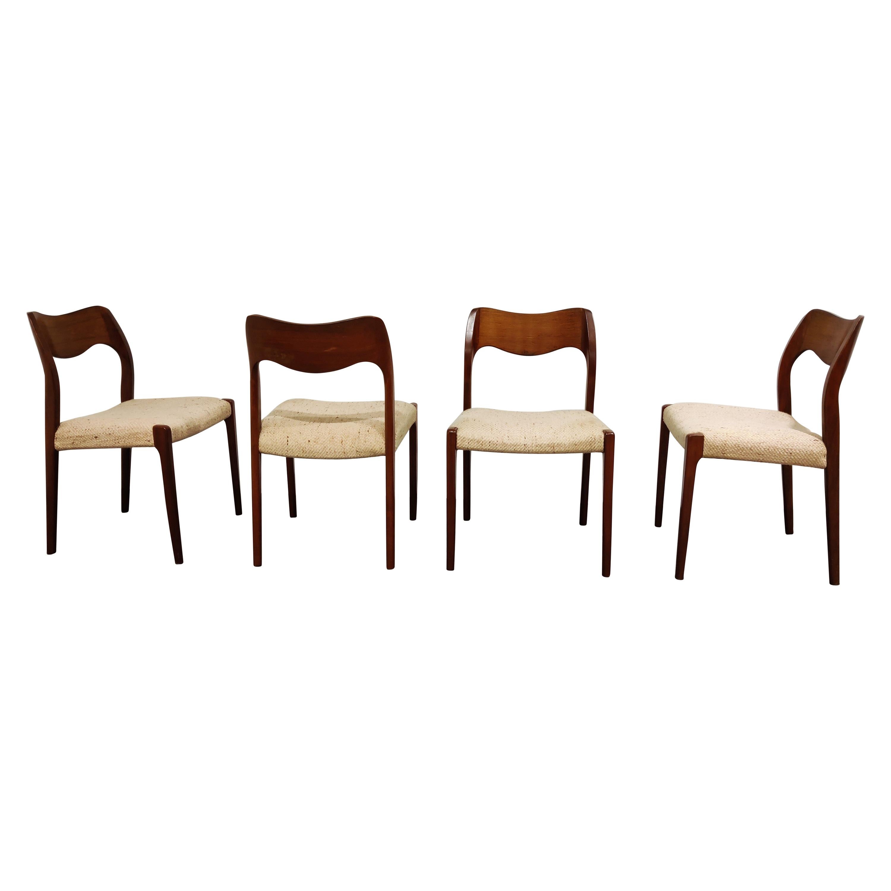 Set of 4 Niels Otto Møller Model 71 Dining Chairs, 1960s
