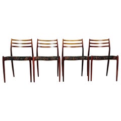 Set of 4 Niels Otto Moller Model 78 Rosewood Dining Chairs, Denmark 1960
s