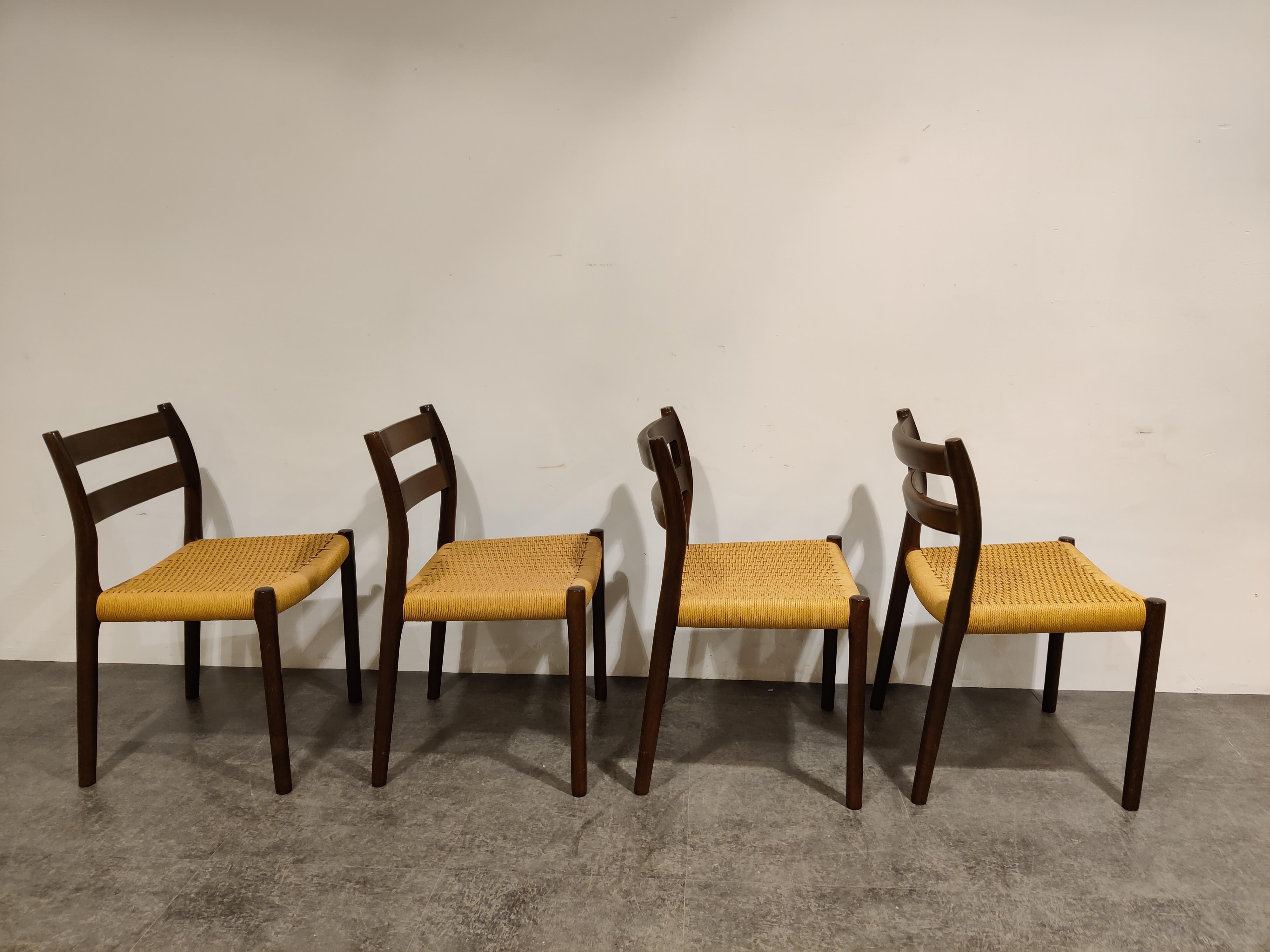 Set of 4 Niels Otto Moller Model 84 Dining Chairs with Table, 1960s 7