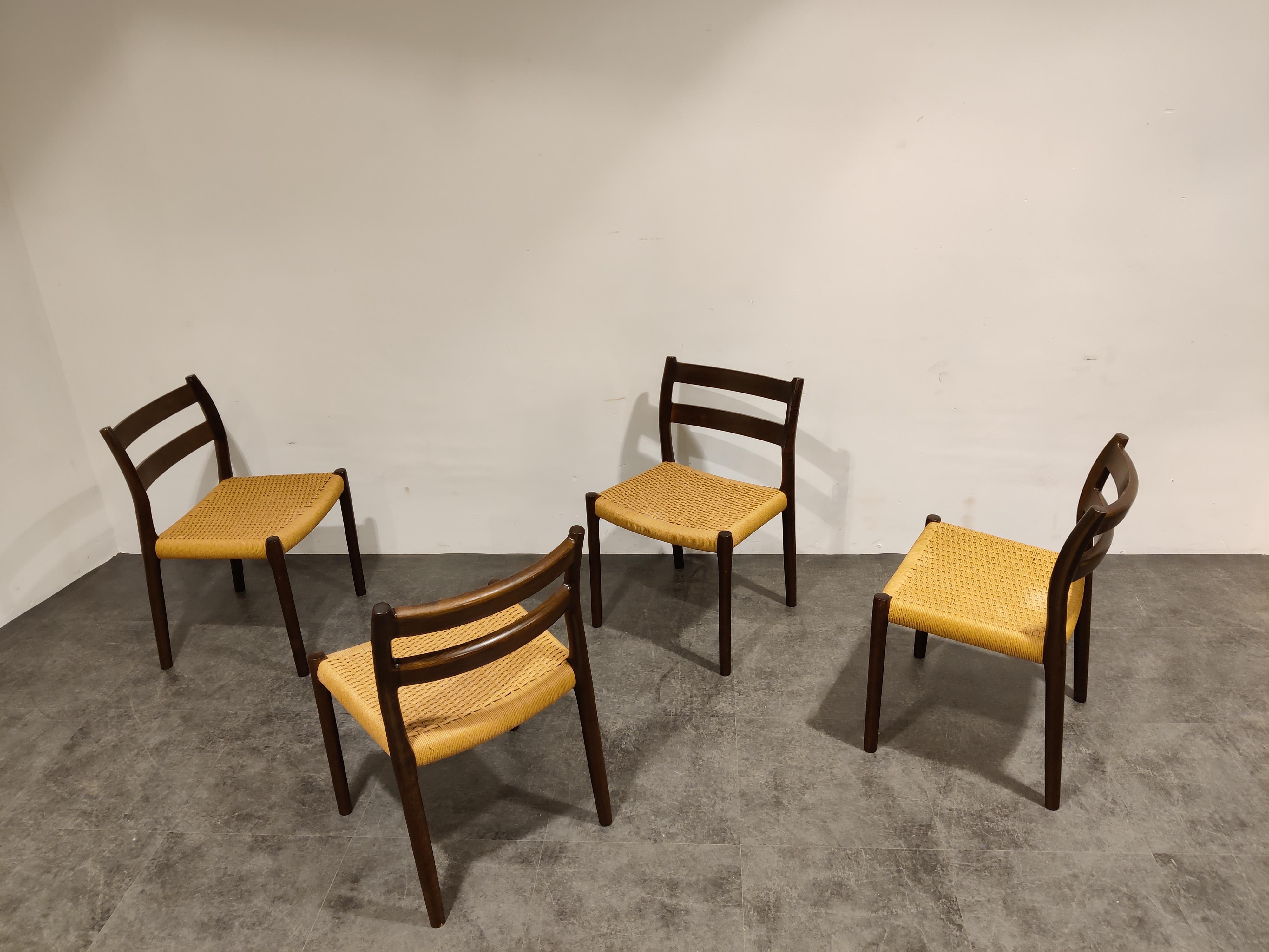 Set of 4 Niels Otto Moller Model 84 Dining Chairs with Table, 1960s 2