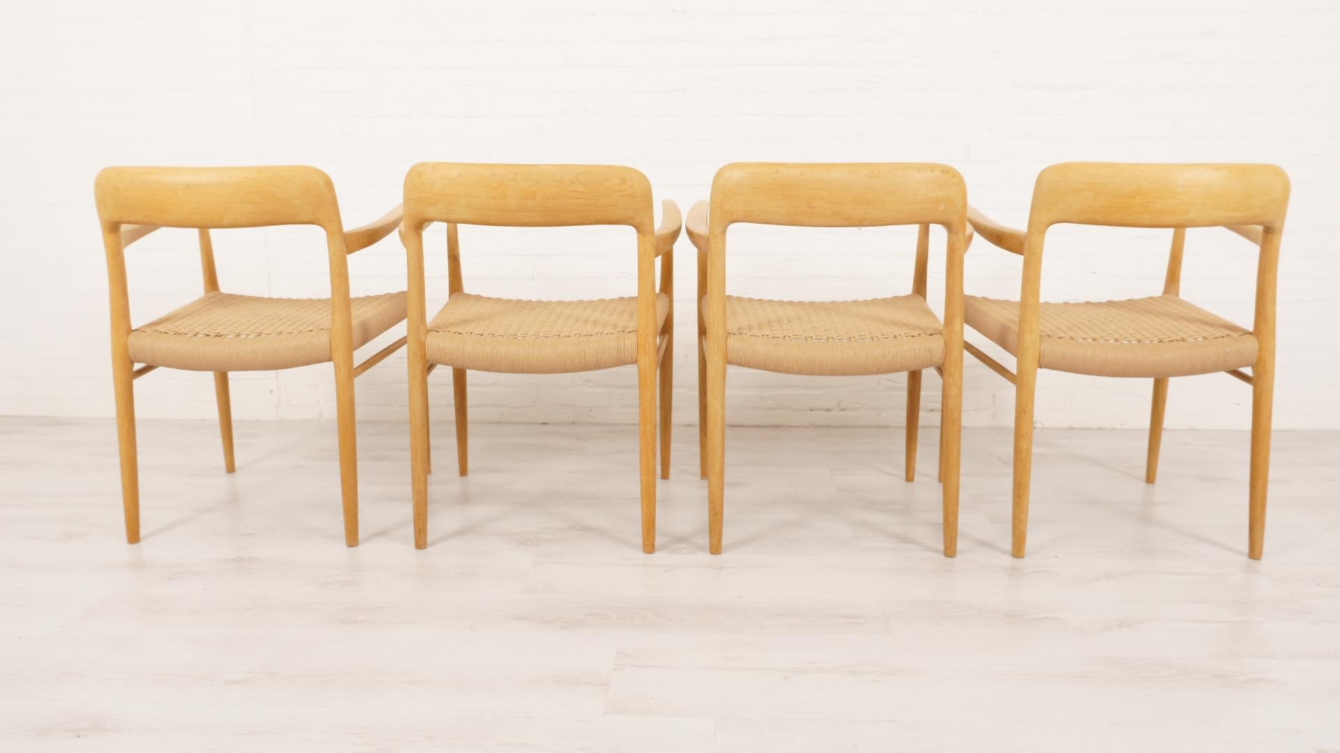 Set of 4 Niels Otto Moller vintage dining chairs  Model 56  Oak  Restored 3