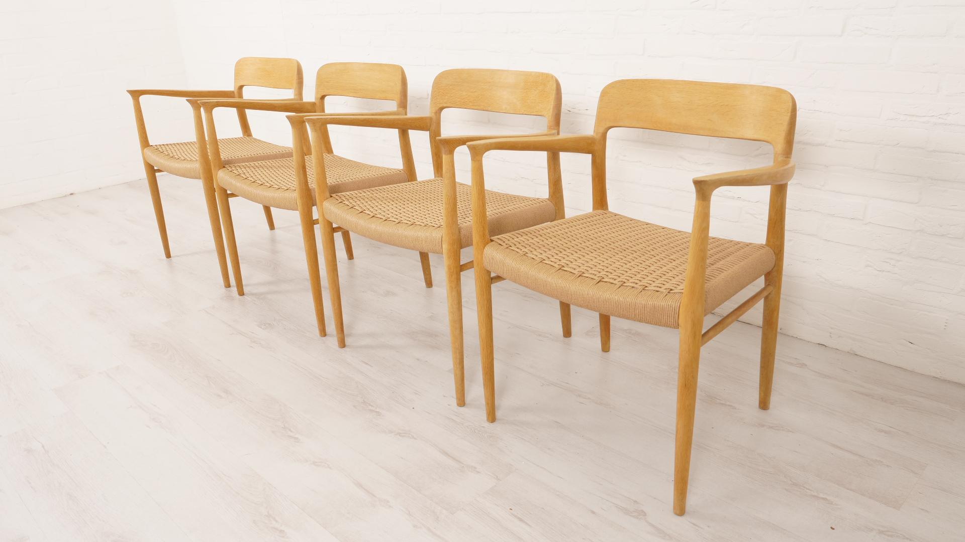 Mid-Century Modern Set of 4 Niels Otto Moller vintage dining chairs  Model 56  Oak  Restored