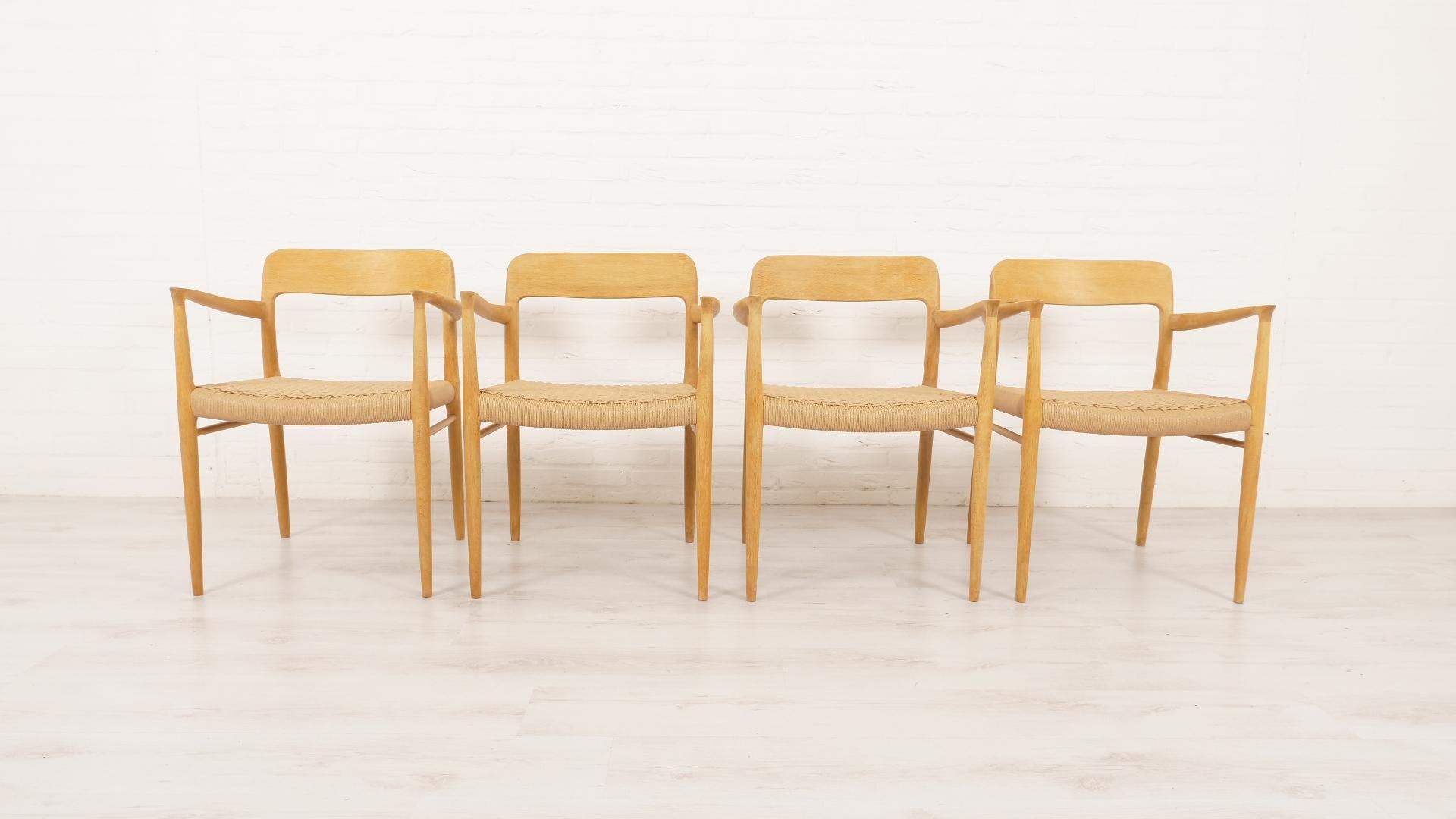 Hand-Woven Set of 4 Niels Otto Moller vintage dining chairs  Model 56  Oak  Restored