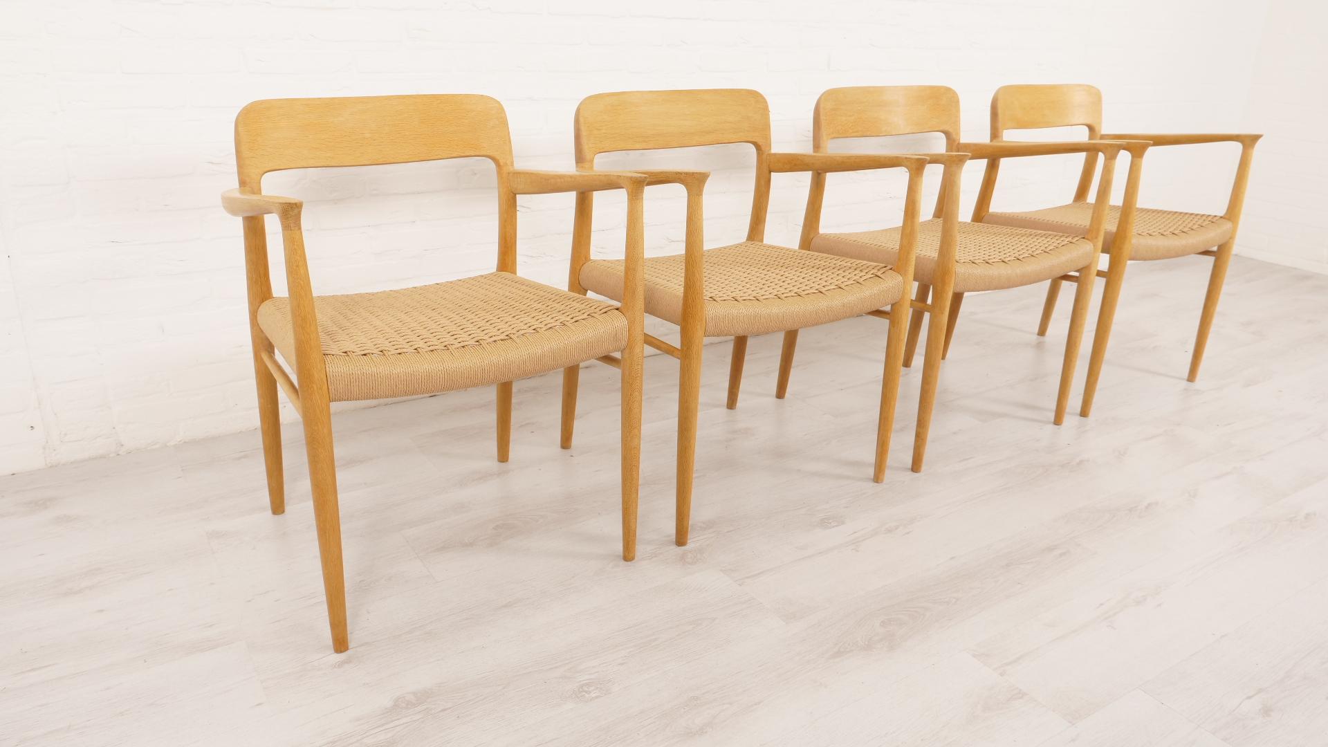 Set of 4 Niels Otto Moller vintage dining chairs  Model 56  Oak  Restored In Excellent Condition In VEENENDAAL, NL