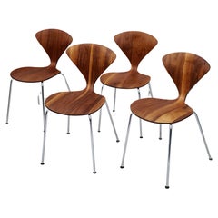 Set of 4 Norman Cherner Directional Side Chairs Plycraft