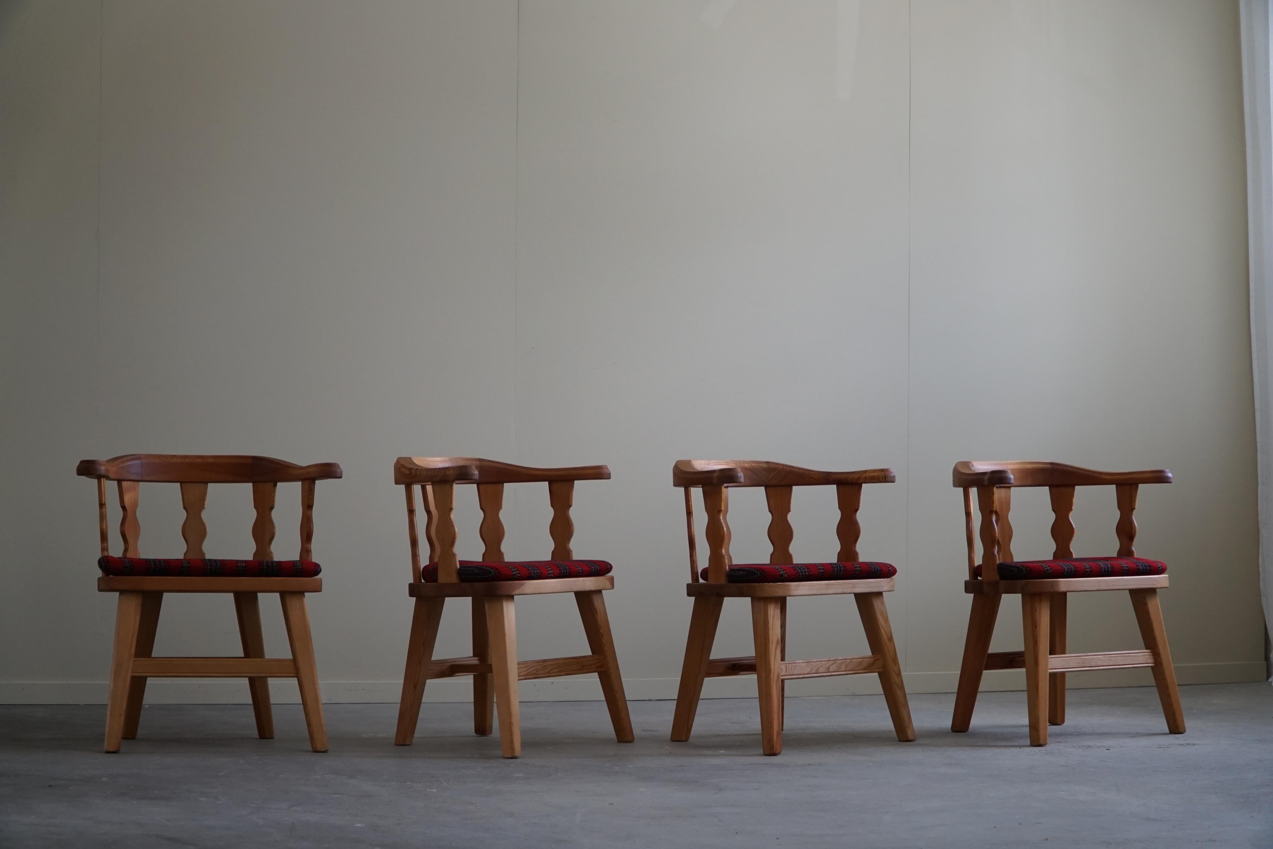 Set of 4 Norwegian Modern Armchairs by Krogenæs, Solid Pine, 1950s For Sale 13